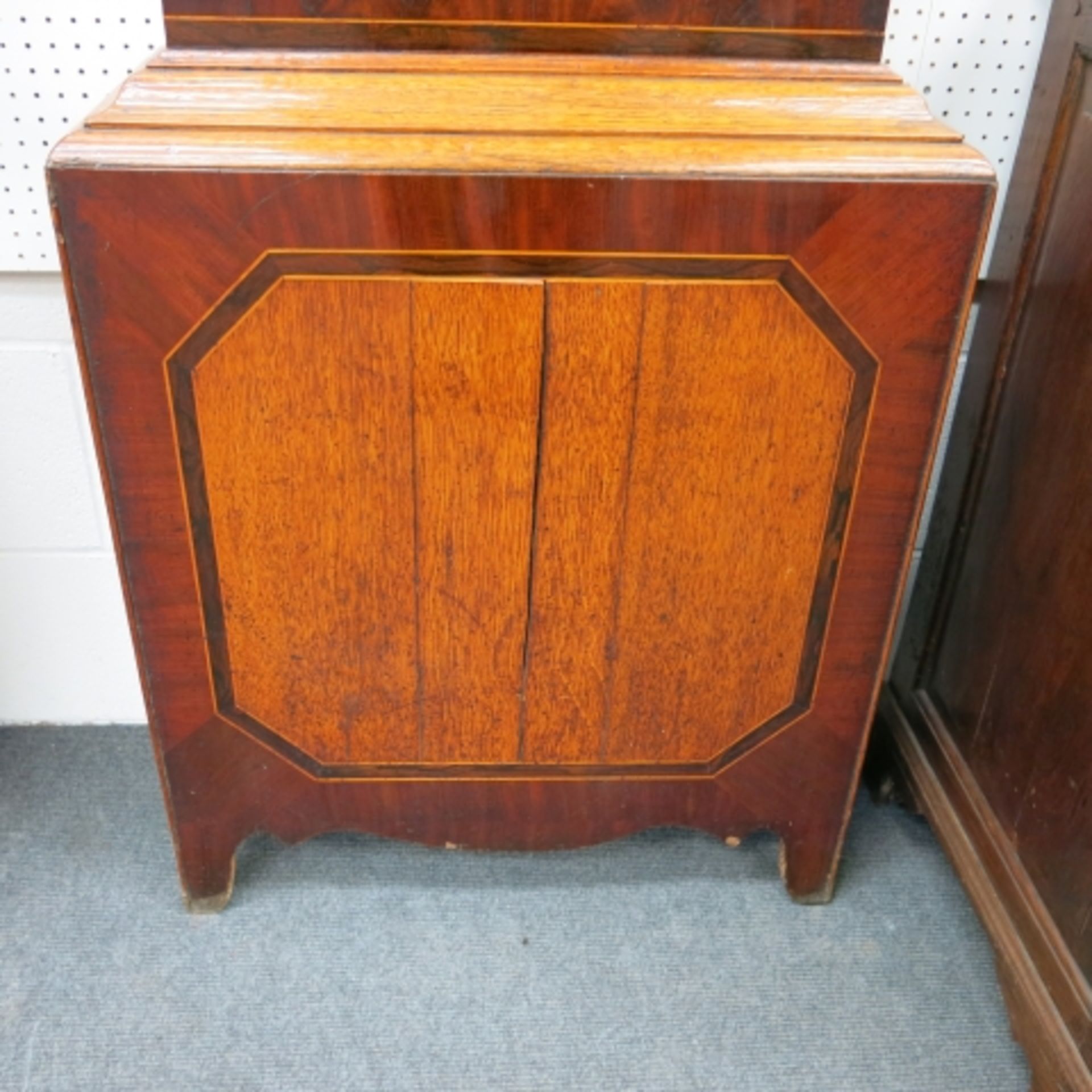 A large 19th century oak and mahogany longcase clock with unsigned painted dial and eight day - Image 10 of 16