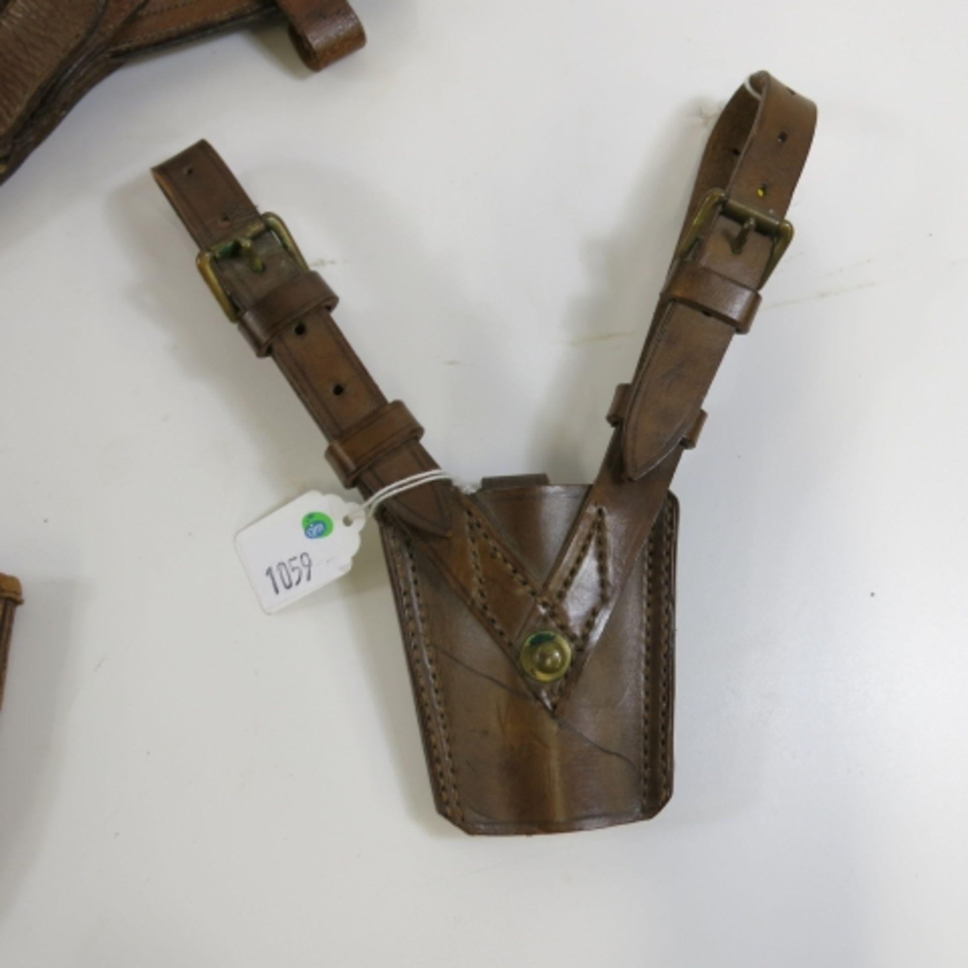 A leather belt gun holster with crossover shoulder straps and knife holder and pouch (est. £50-£70) - Image 2 of 4