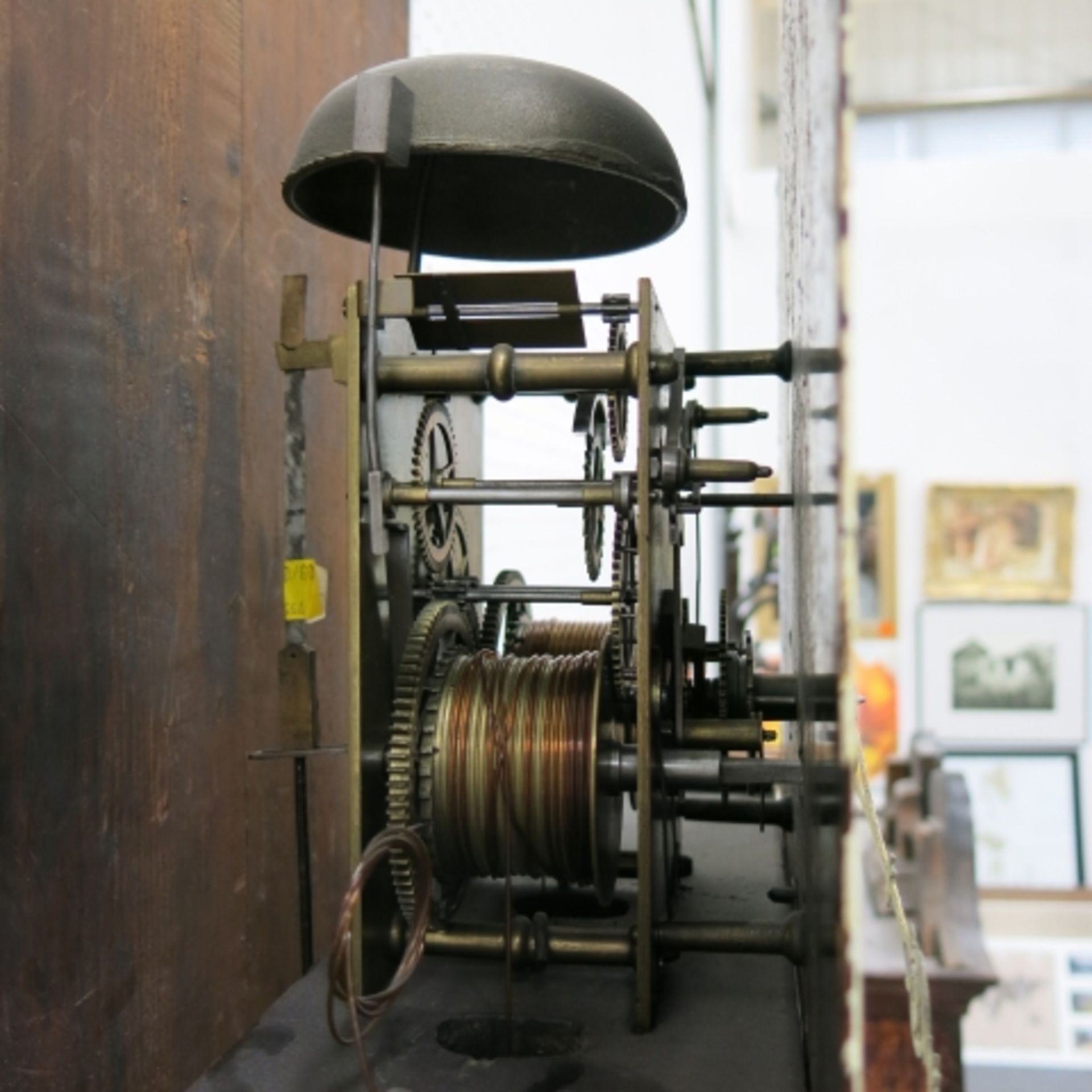 A large 19th century oak and mahogany longcase clock with unsigned painted dial and eight day - Image 4 of 16