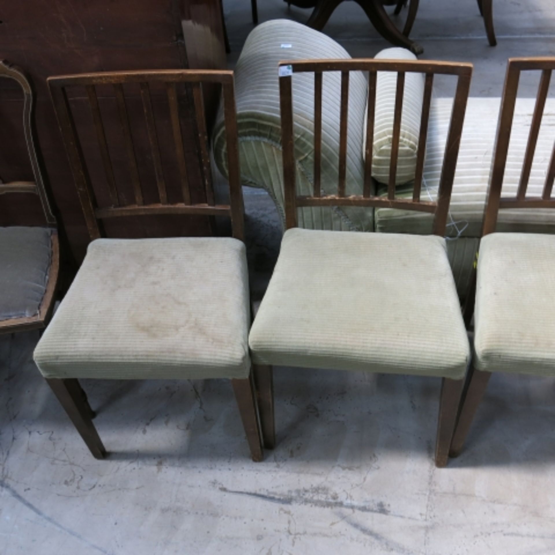 A pair of late Victorian inlaid mahogany single chairs together with a set of eight railback - Image 5 of 6