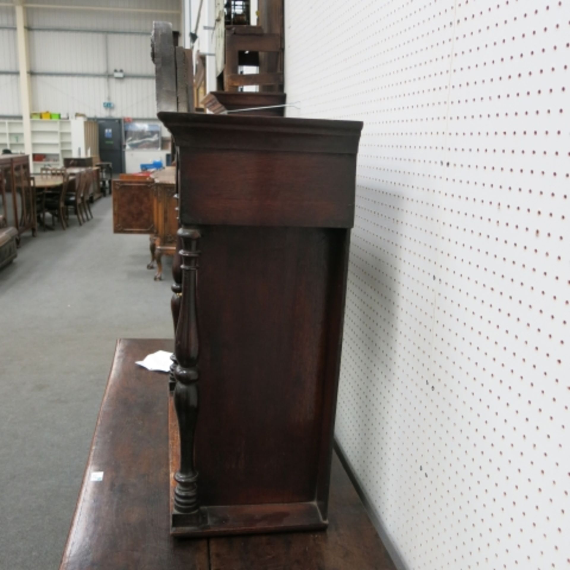 A large 19th century oak and mahogany longcase clock with unsigned painted dial and eight day - Image 15 of 16