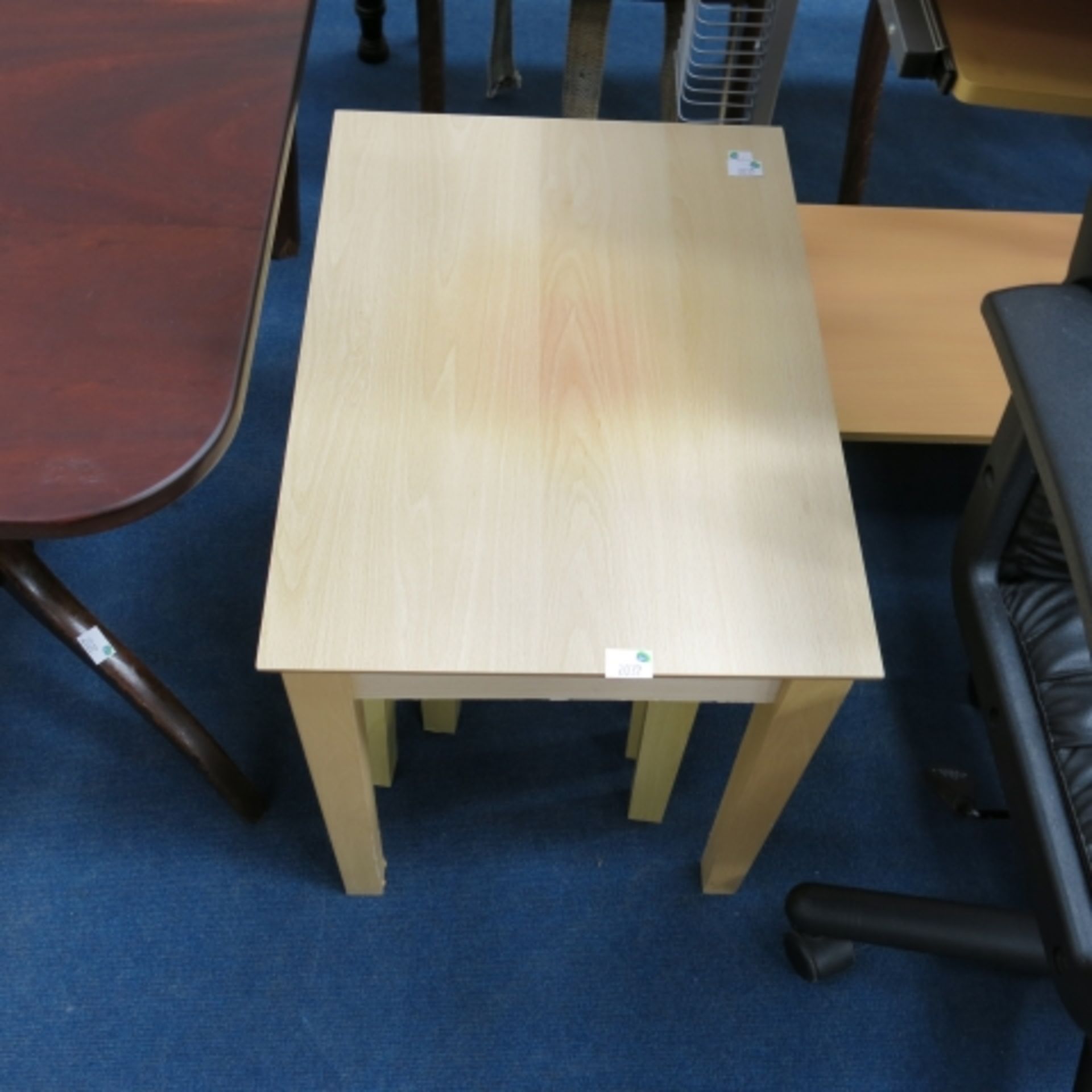 A nest of 3 pine effect tables together with pine effect computer table with sliding shelf and - Image 2 of 2