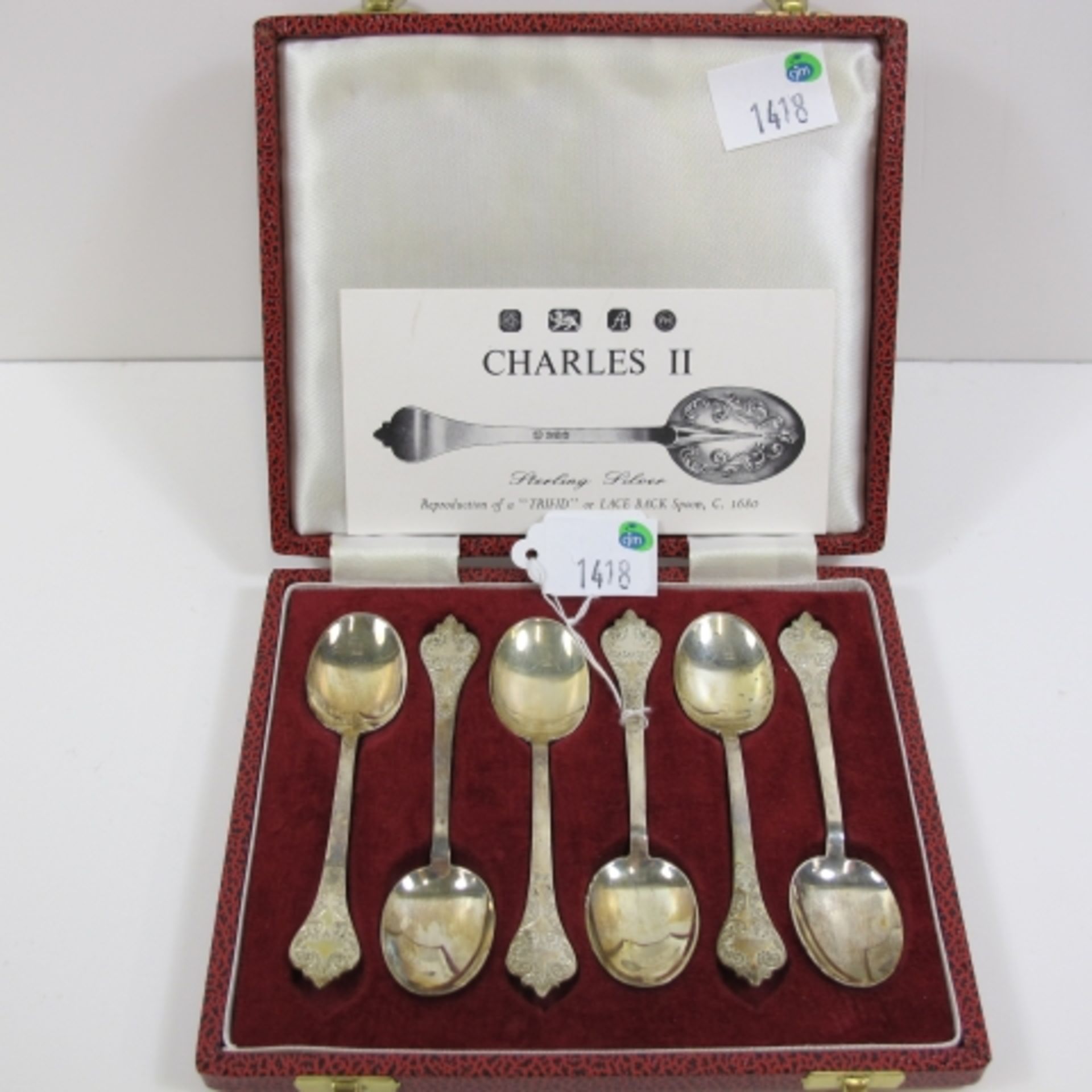 A Set Of Six Sterling Silver Spoons. They Are a Boxed Set, Reproduction of a Charles II 'Trifid'