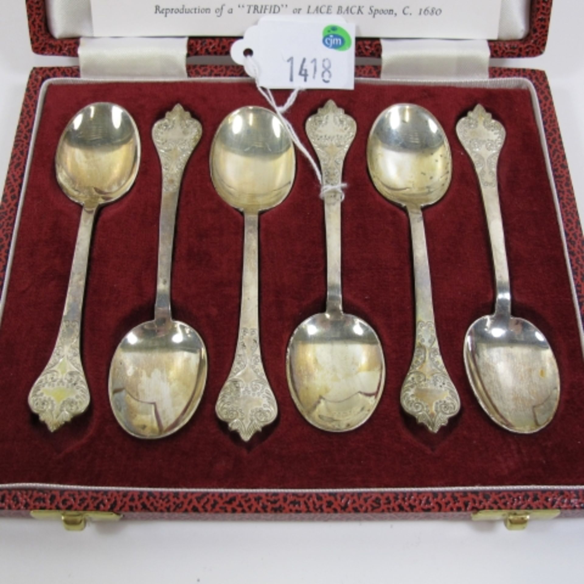 A Set Of Six Sterling Silver Spoons. They Are a Boxed Set, Reproduction of a Charles II 'Trifid' - Image 2 of 2