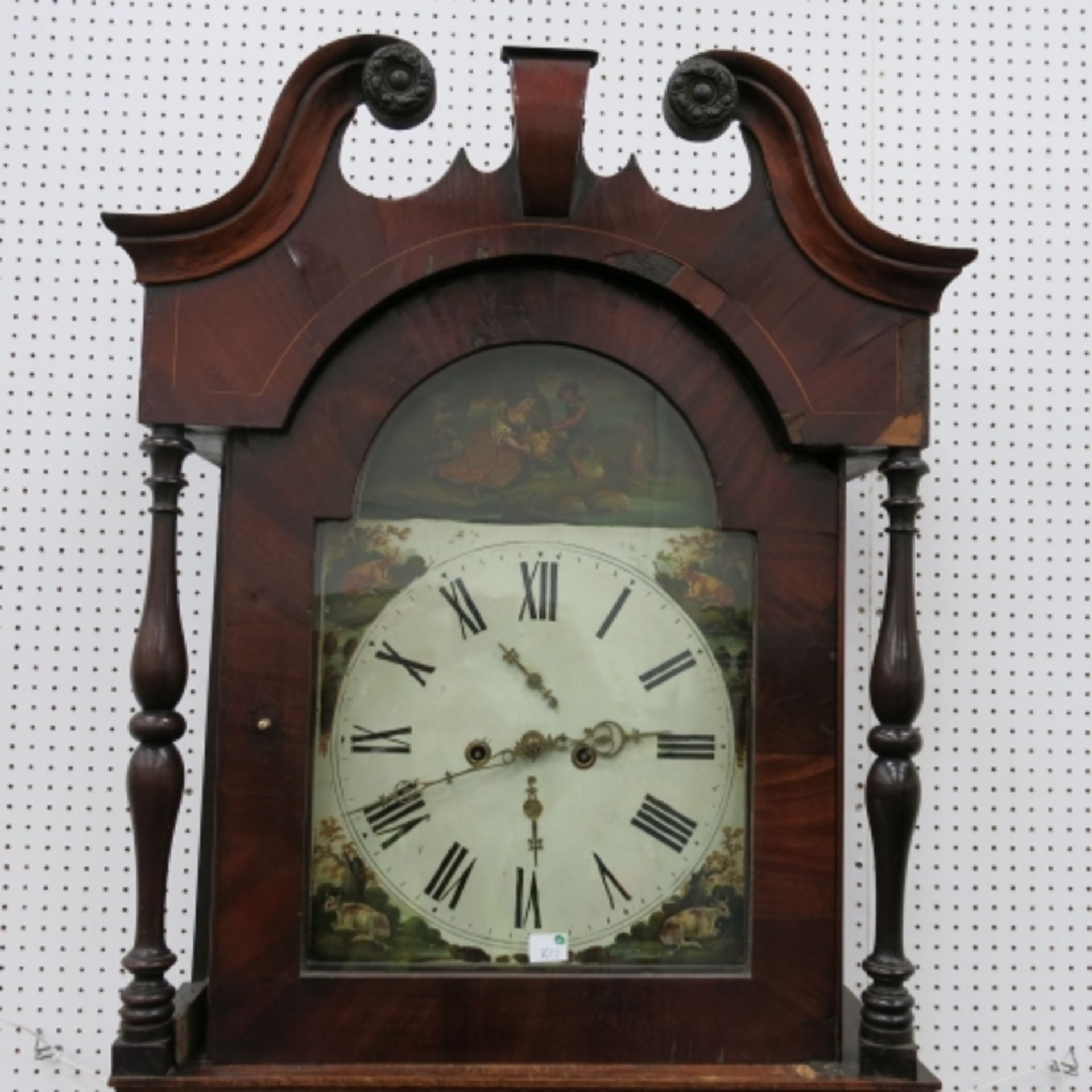 A large 19th century oak and mahogany longcase clock with unsigned painted dial and eight day - Image 2 of 16