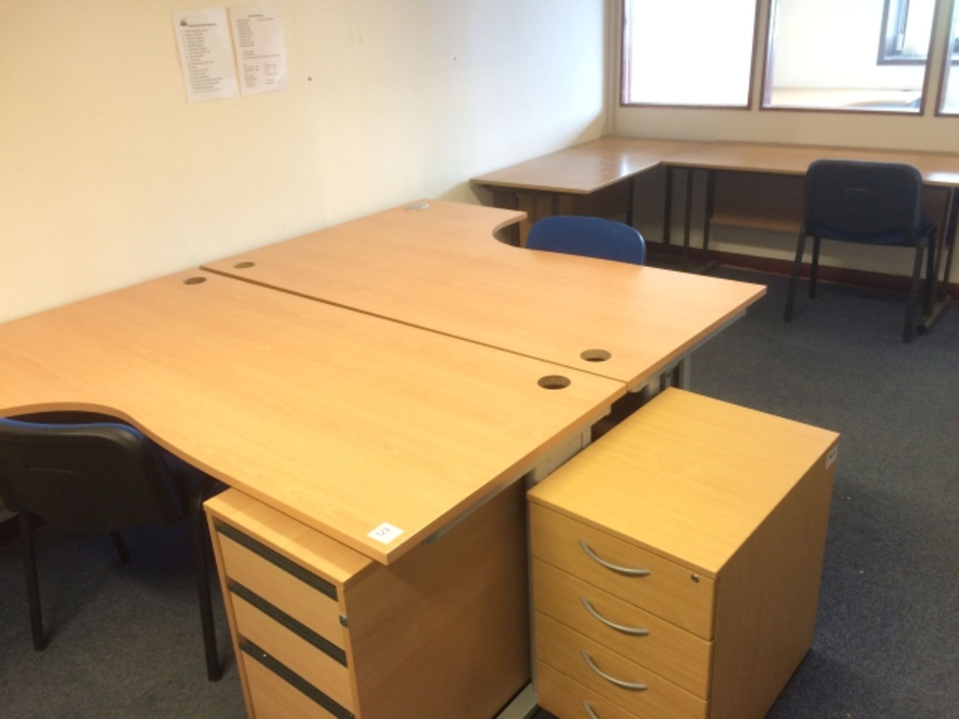 * Loose removable furniture to 1st floor office. 3 x  L-shaped desks, 3 x straight desks, 4 x drawer