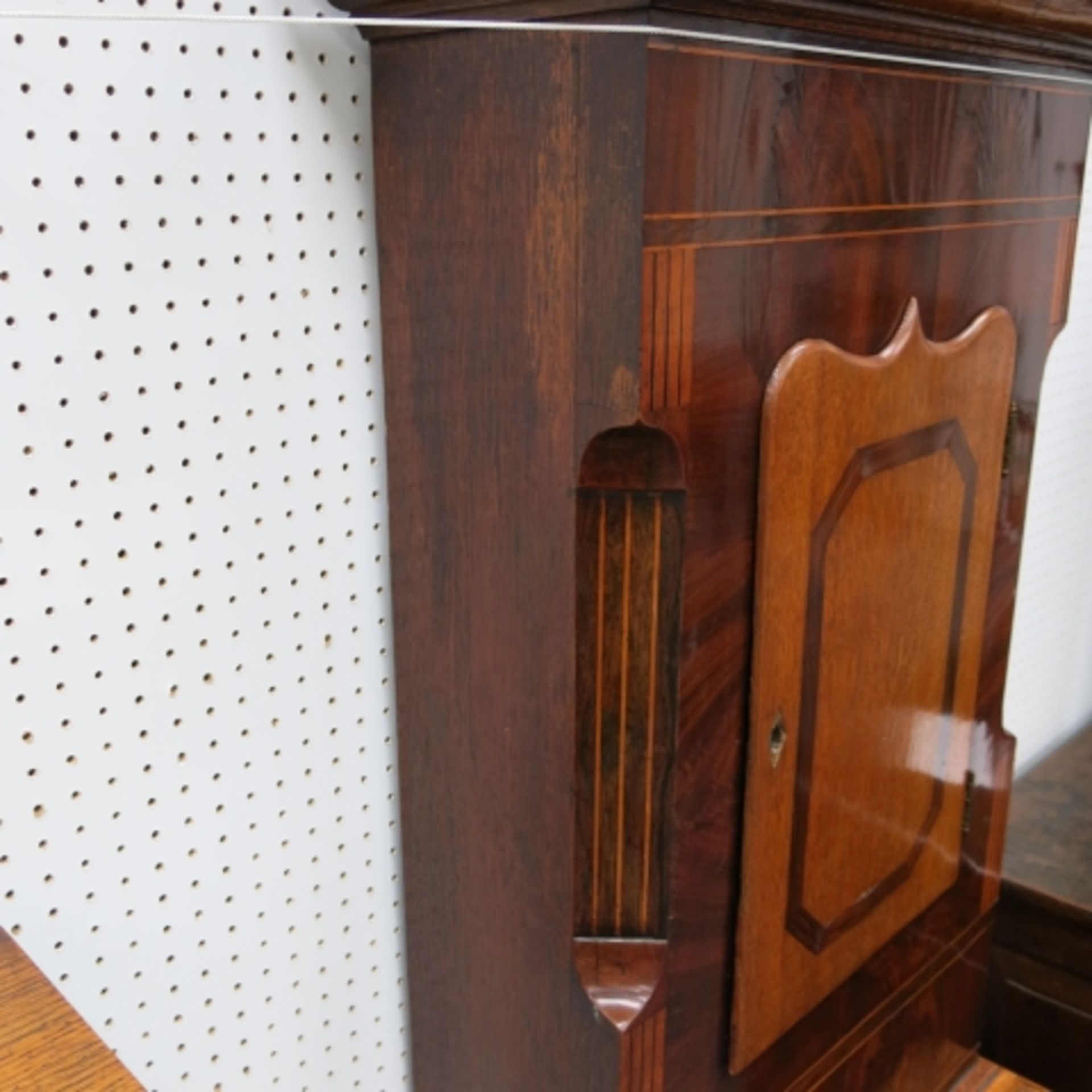 A large 19th century oak and mahogany longcase clock with unsigned painted dial and eight day - Image 11 of 16