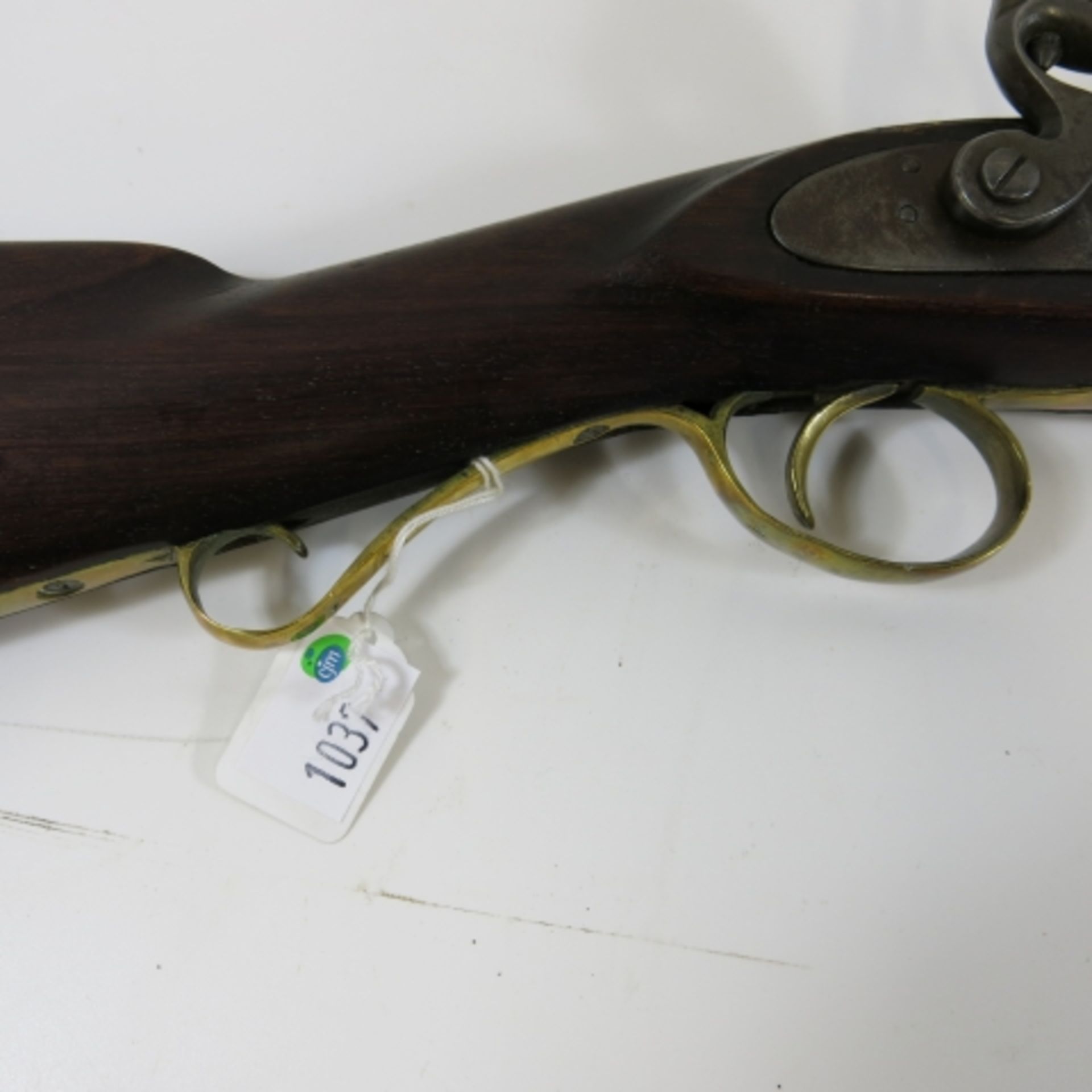 19th century Flintlock Rifle, walnut stock, stamped 250. 122cm overall length (est. £100-£200) - Image 4 of 4