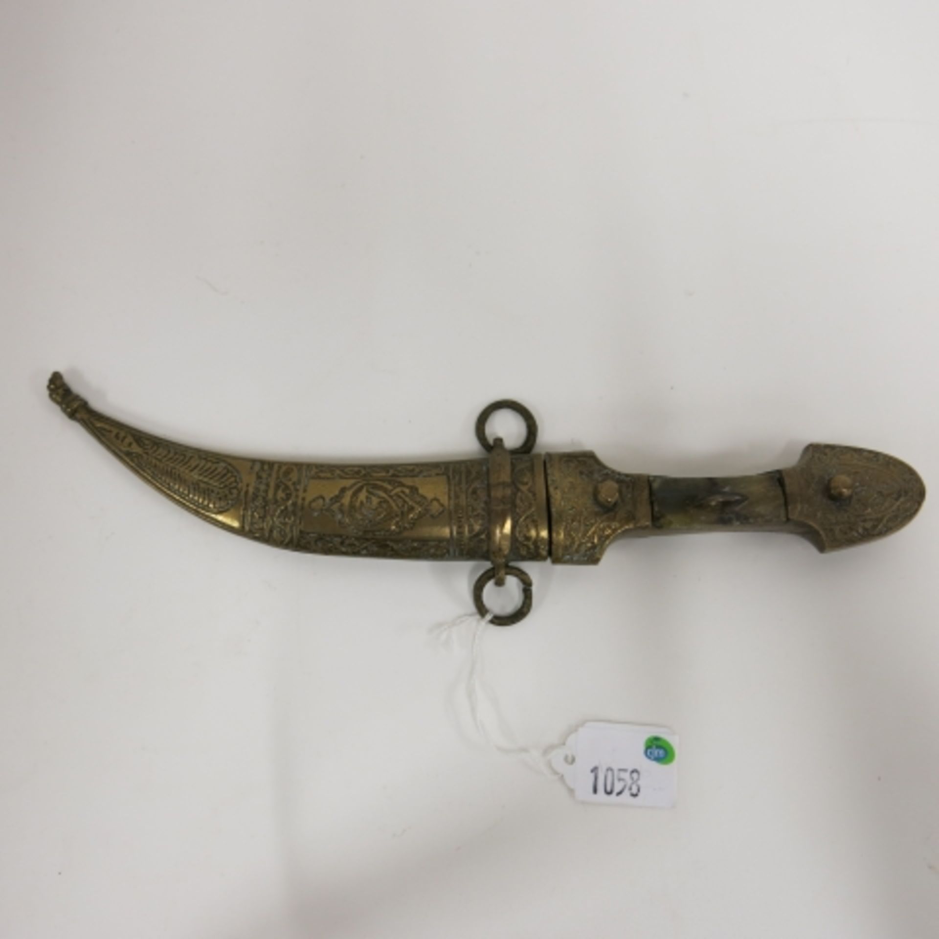 Middle Eastern style curved blade dagger knife with metal sheath together with another similar - Image 2 of 9