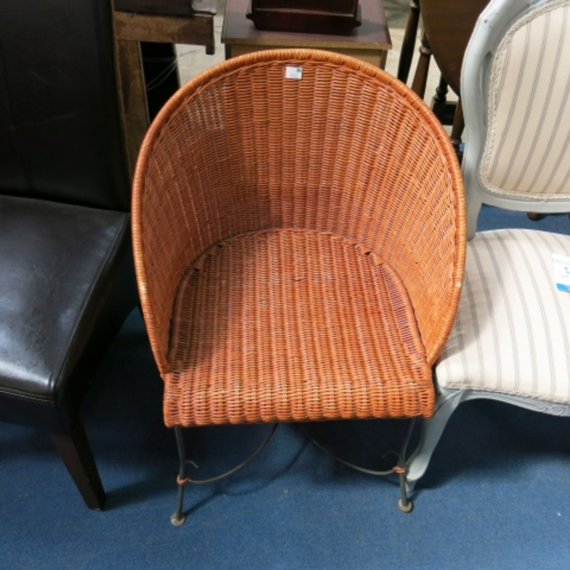 Four various chairs- two different faux leather high back singles, a painted French style salon - Image 2 of 3