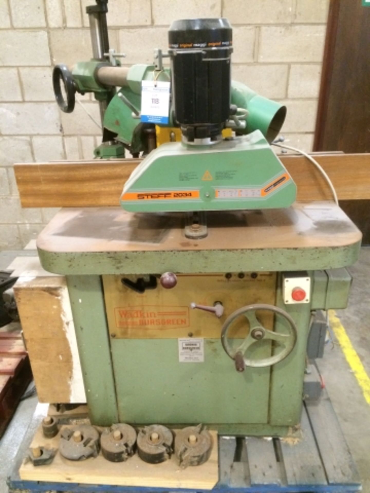* Wadkin Bursgreen BER3 spindle moulder S/N 751492 fitted with Steff 2034 power feed unit and with