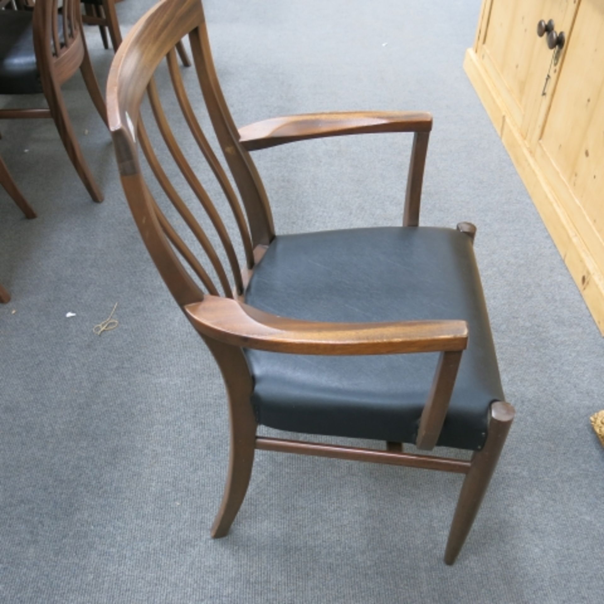 A 1960s walnut finish dining suite comprising pedestal table with inset folding leaf (240cm - Image 12 of 13