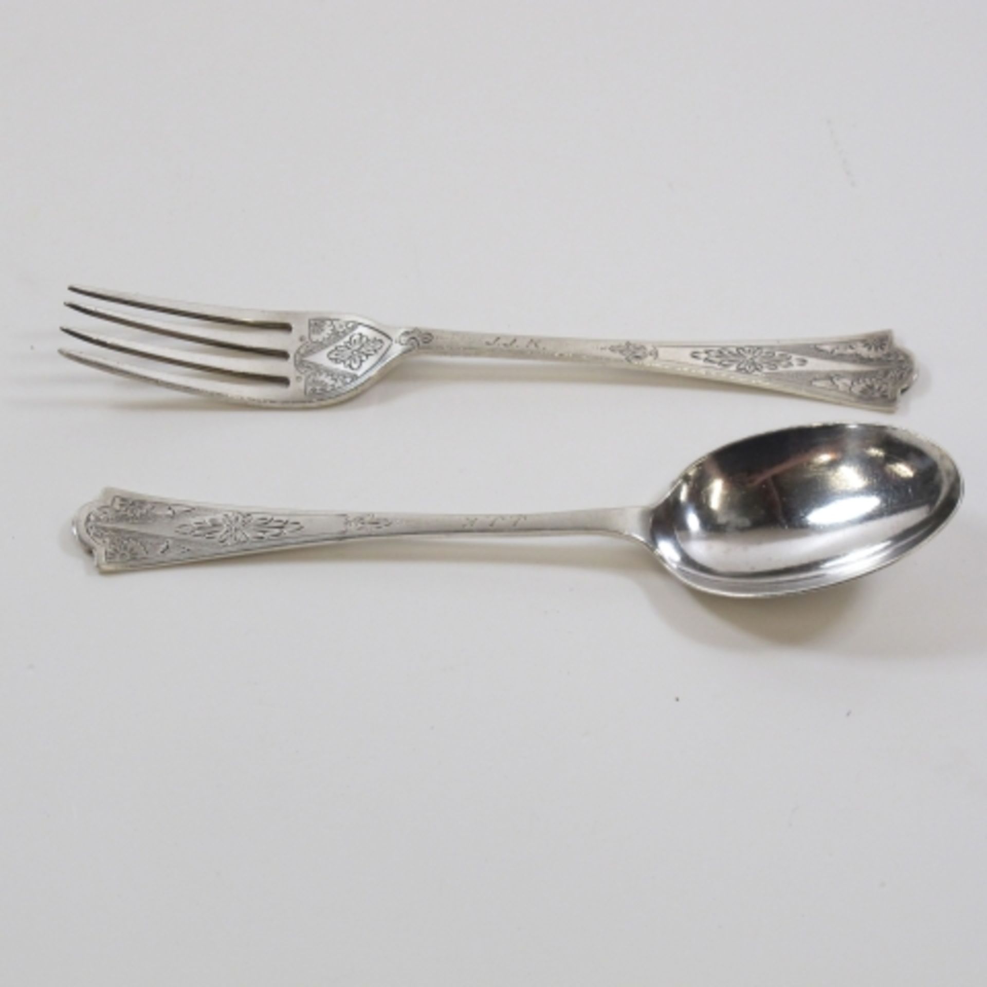 Antique Silver Christening spoon & fork (London 1891) 56g (est. £30 - £50)