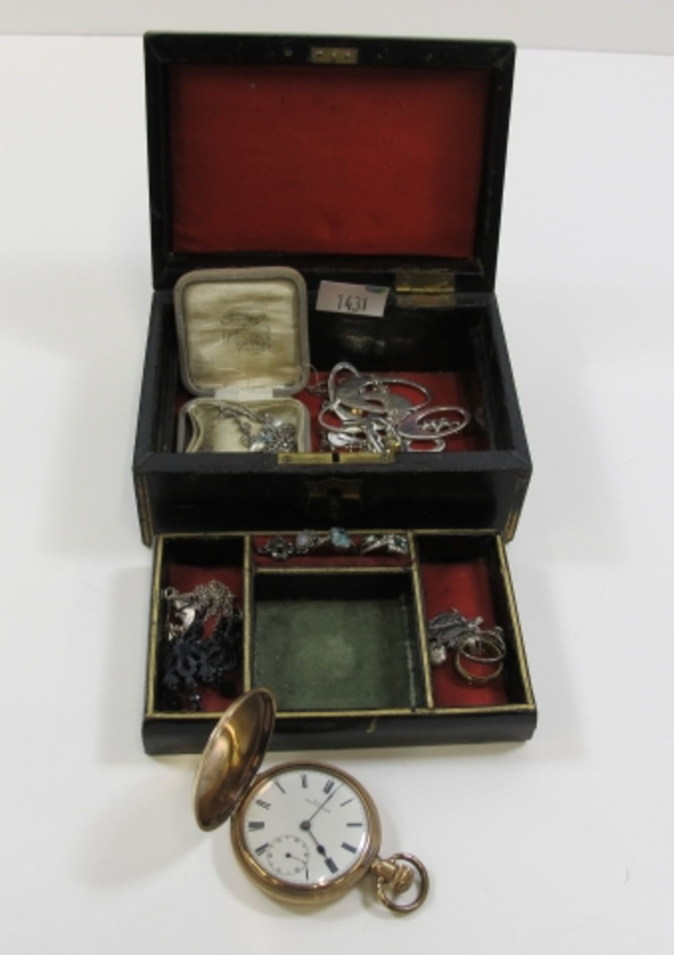 A Small Jewellery Box And Contents Including Some Precious Metal (est £50-£70)