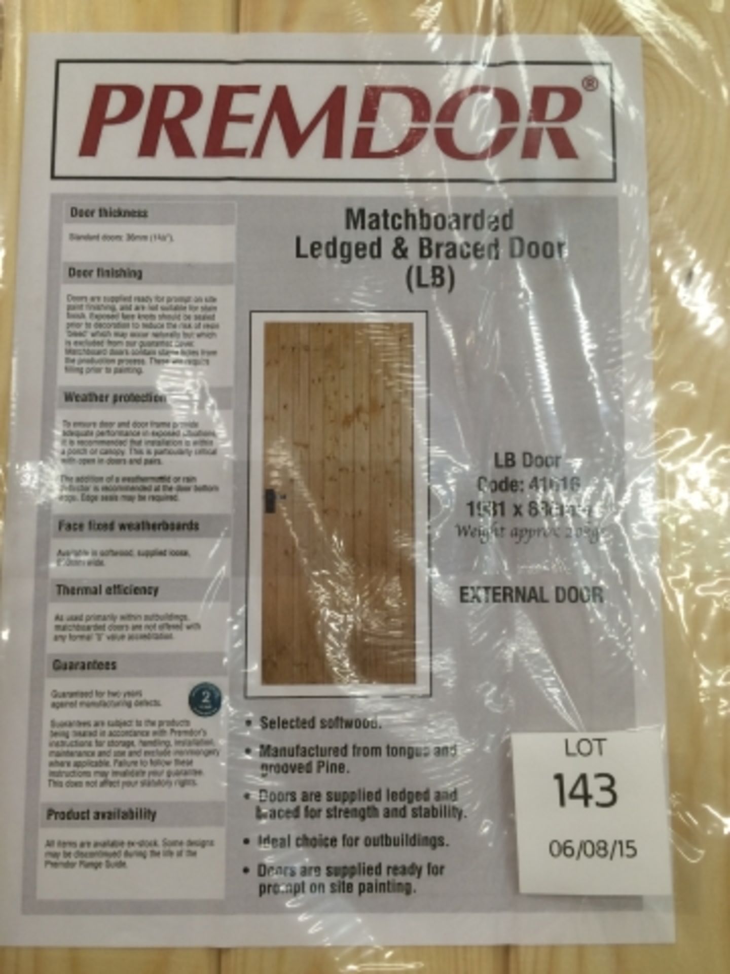 * 10 x Premdor Ledged and Braced Shed Doors (198 x 686mm). This lot is located at the former North - Image 2 of 3