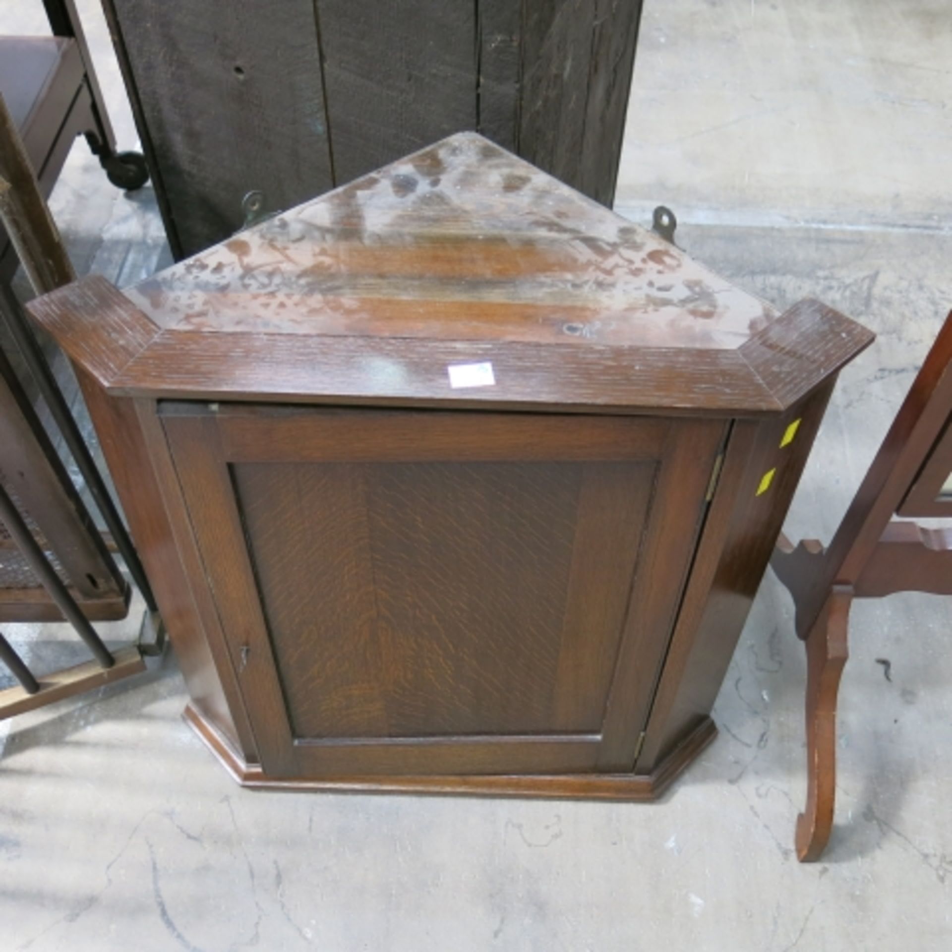 A mahogany framed cheval mirror, a small oak hanging corner cupboard and a small part pine toilet - Image 3 of 3