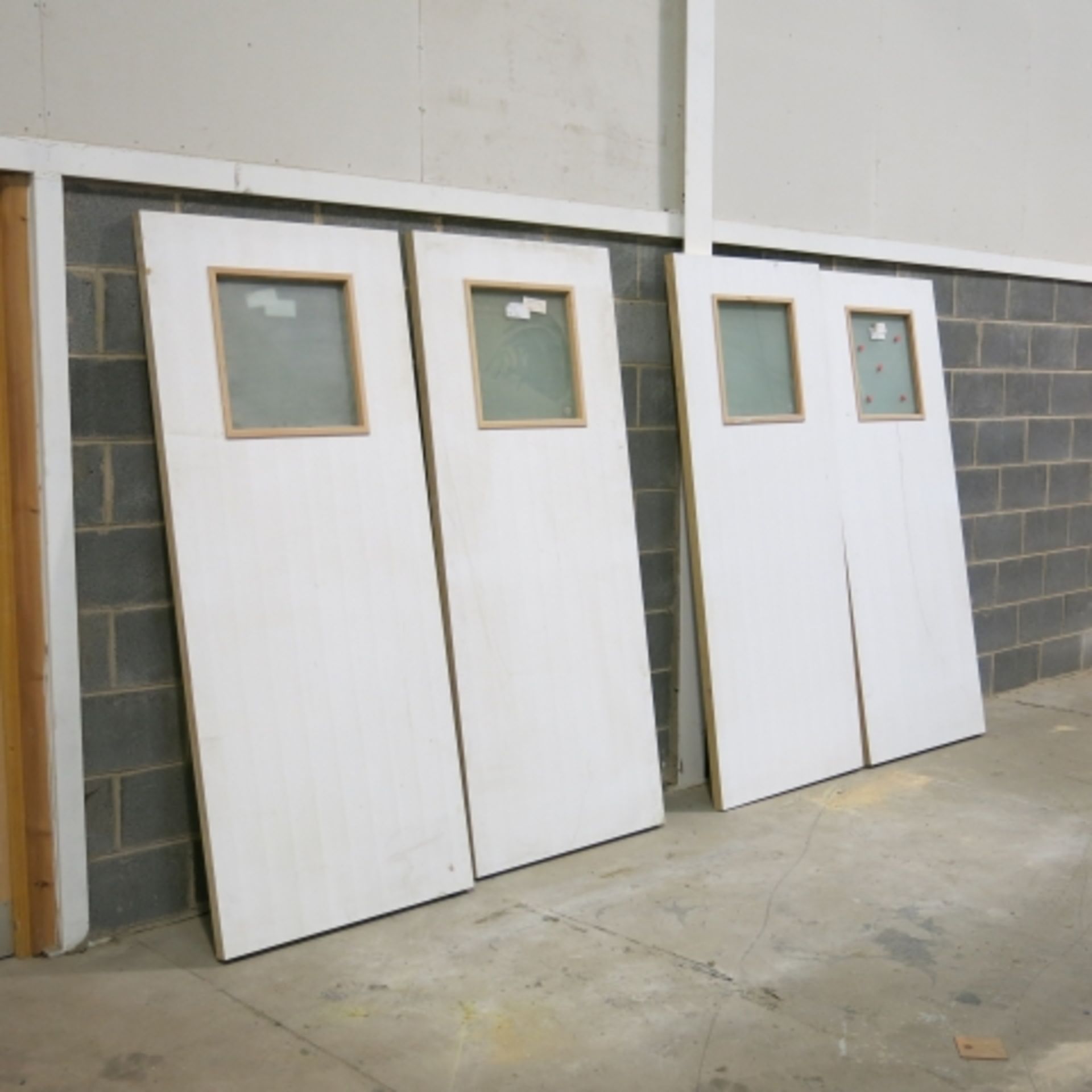 * 5 x Various Partially Glazed Firedoors; an Unused Jeldwen Four Panel Door and a Similar Used - Image 2 of 2