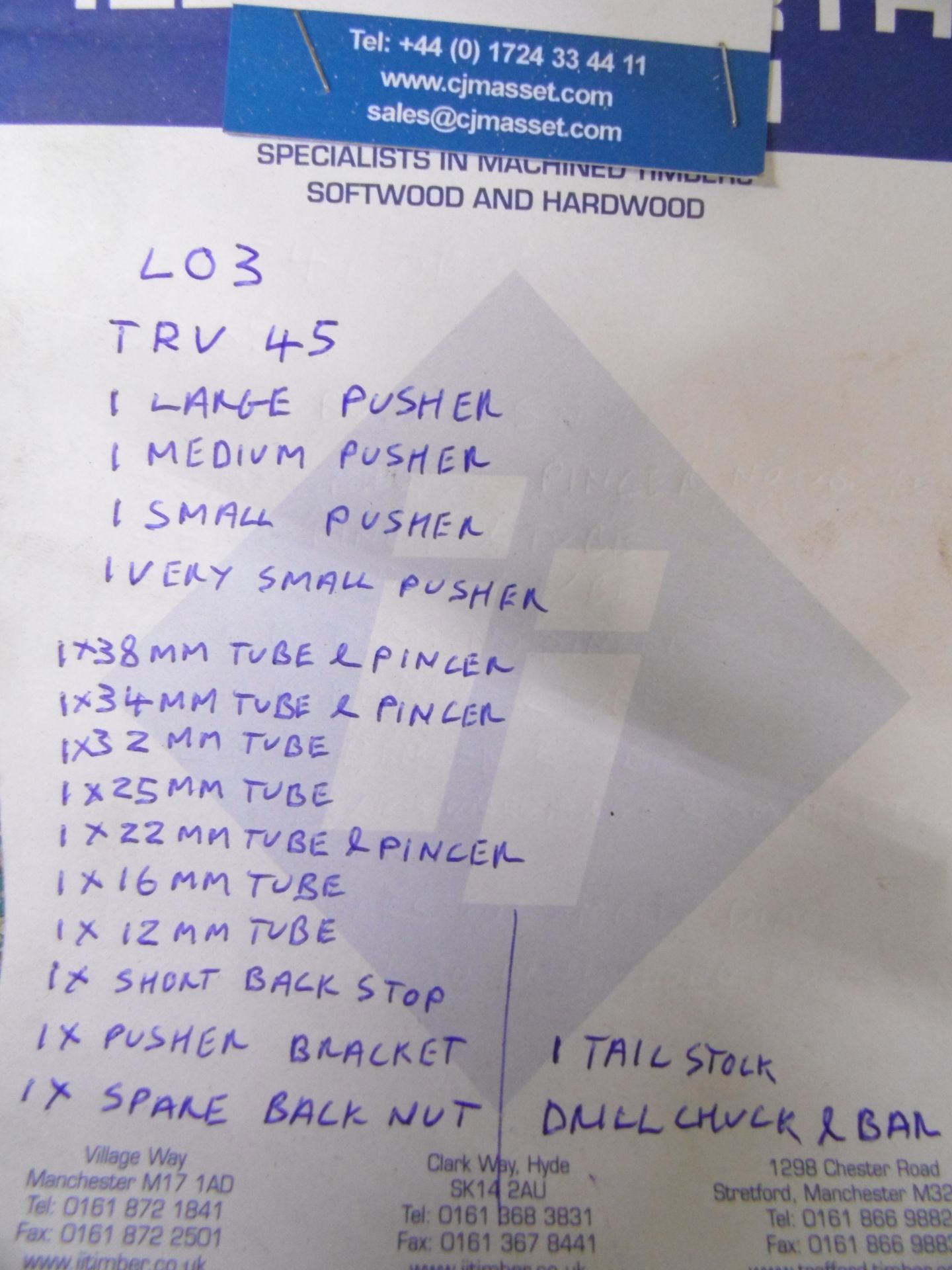 * 1997 Intorex TRV-45 Automatic Wood Turning Lathe. Serial No 201279. 2 knives, frontal tool and - Image 11 of 11