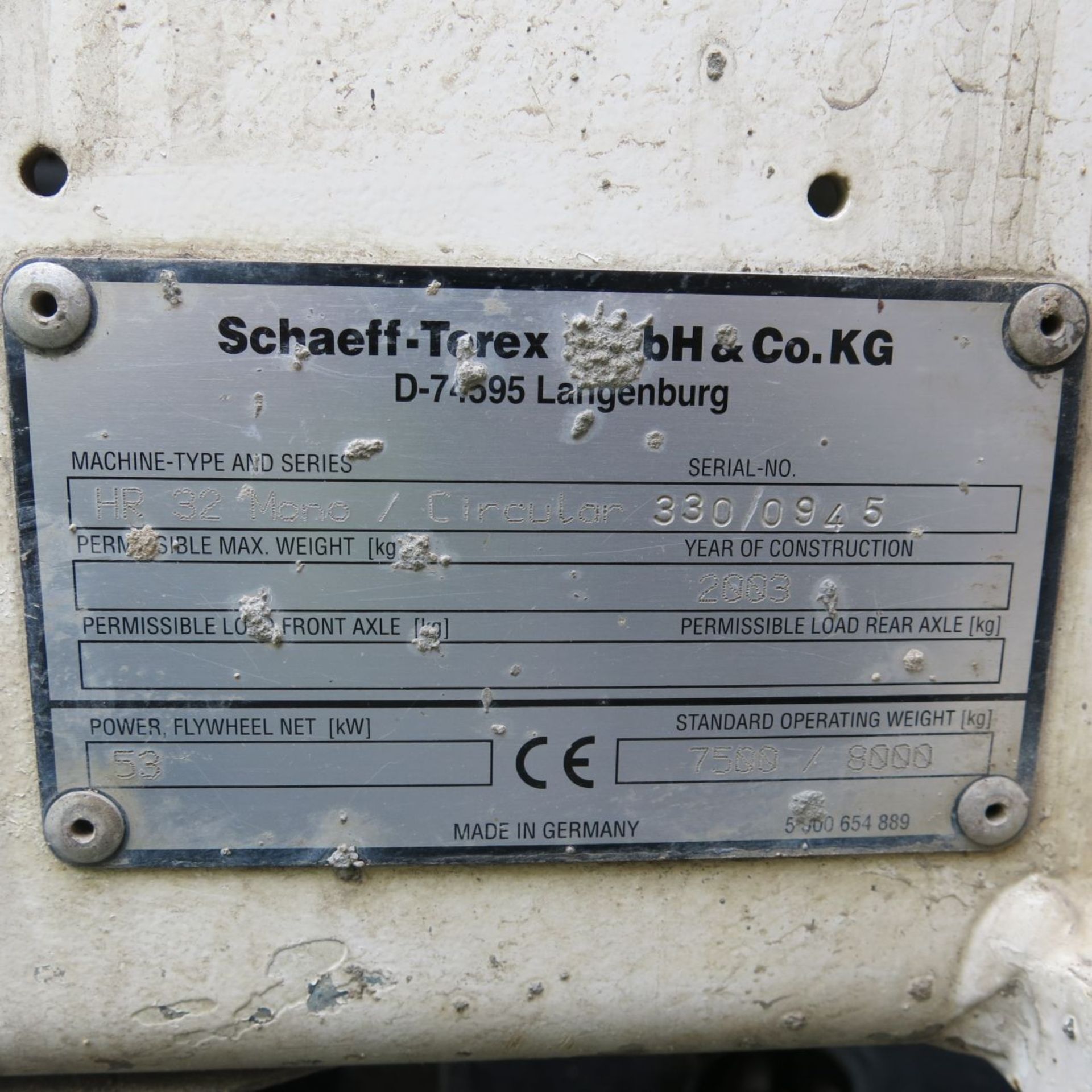 * Terex Schaeff HR32 8 Ton Excavator with 5ft Bucket.  YOM 2003.  Rubber Tracks with Deutz 4 - Image 10 of 11