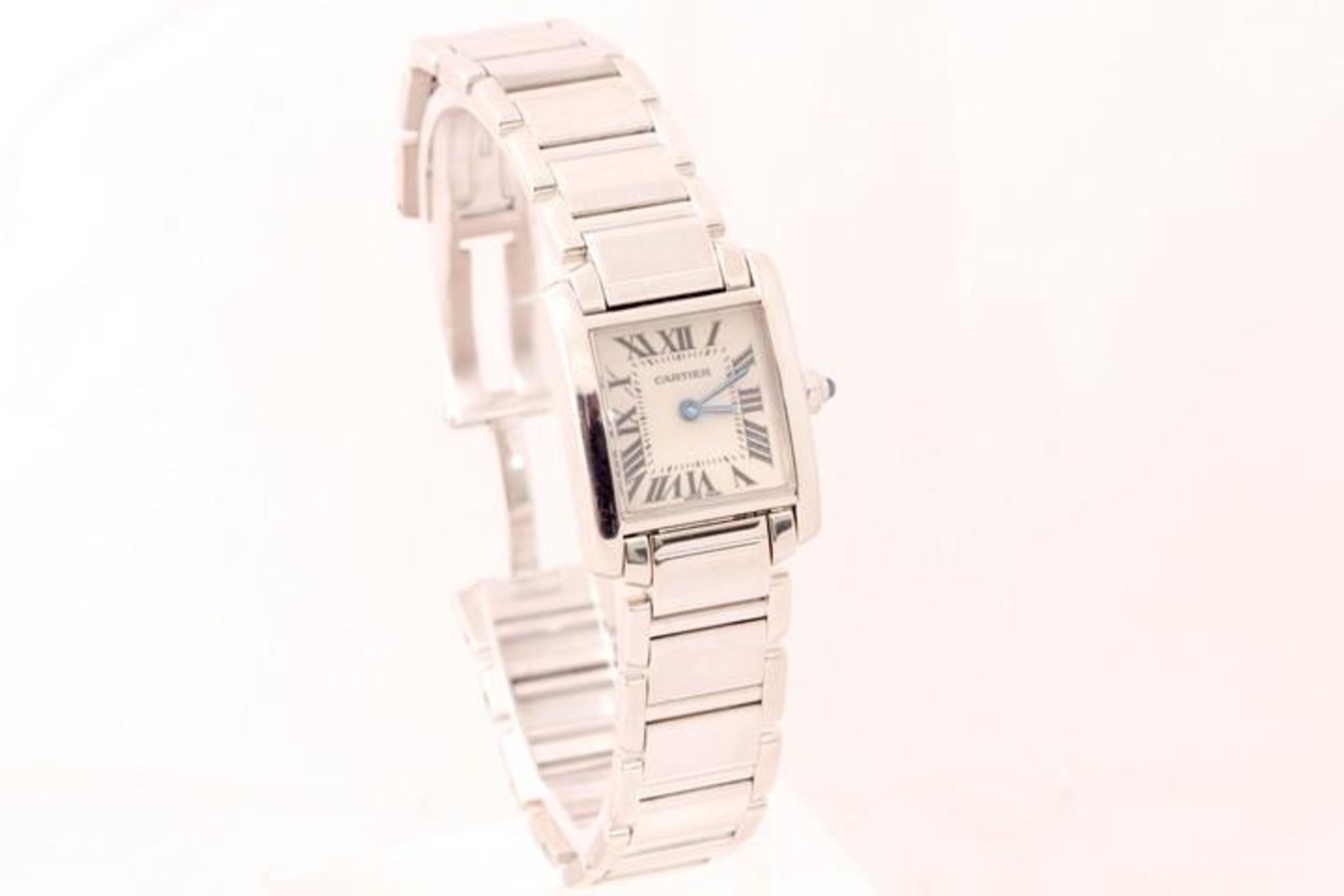 Cartier Tank Francaise Ladies 18ct White Gold 75GM Watch and Bracelet. Watch features a cream - Image 2 of 4