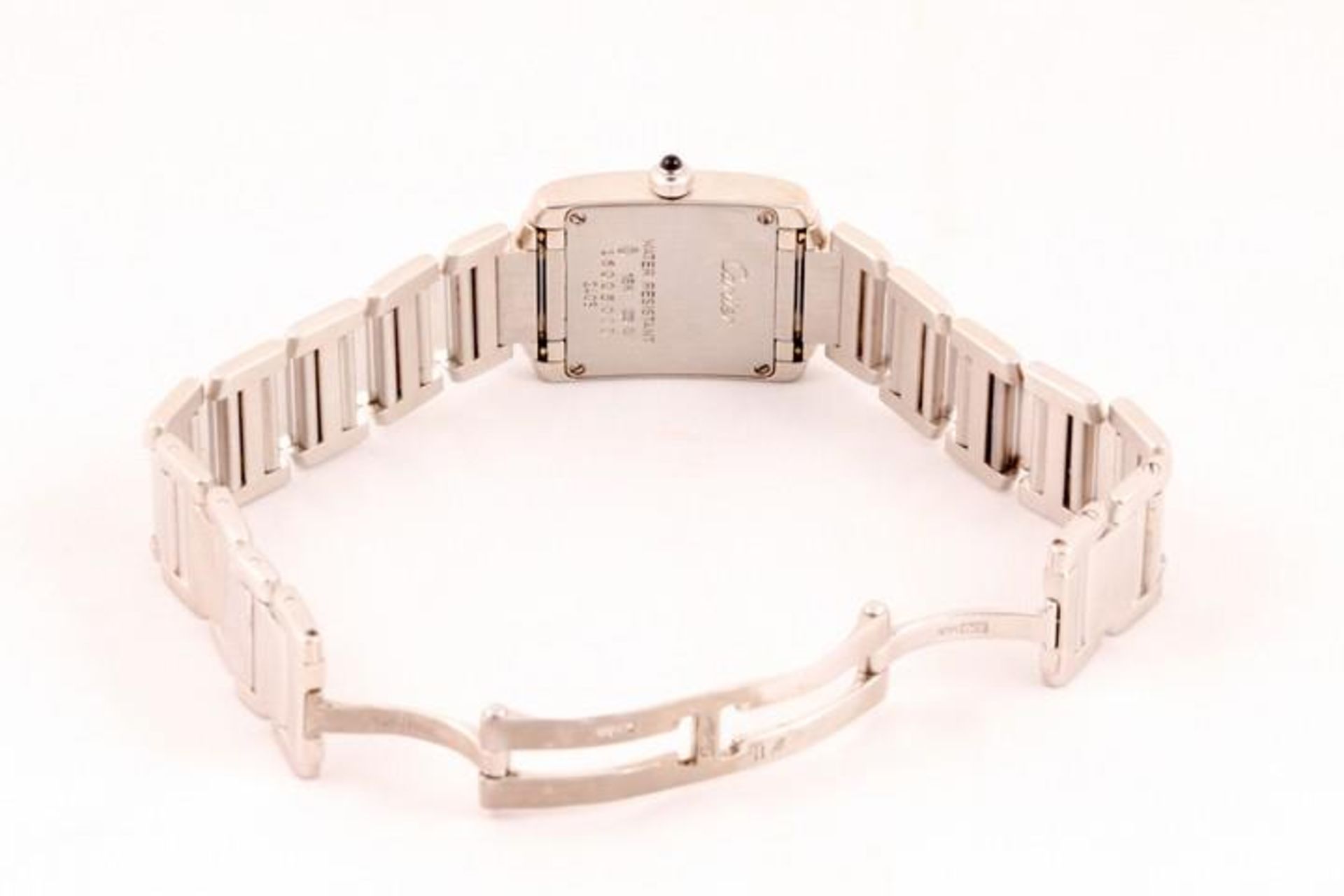 Cartier Tank Francaise Ladies 18ct White Gold 75GM Watch and Bracelet. Watch features a cream - Image 3 of 4