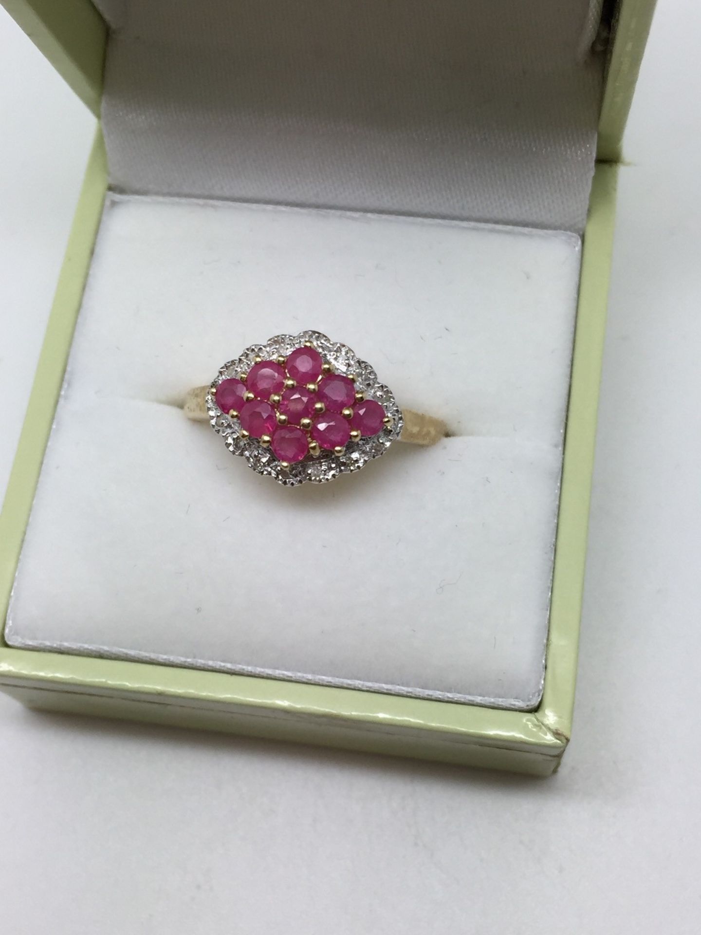 9ct GOLD RUBY & DIAMOND RING