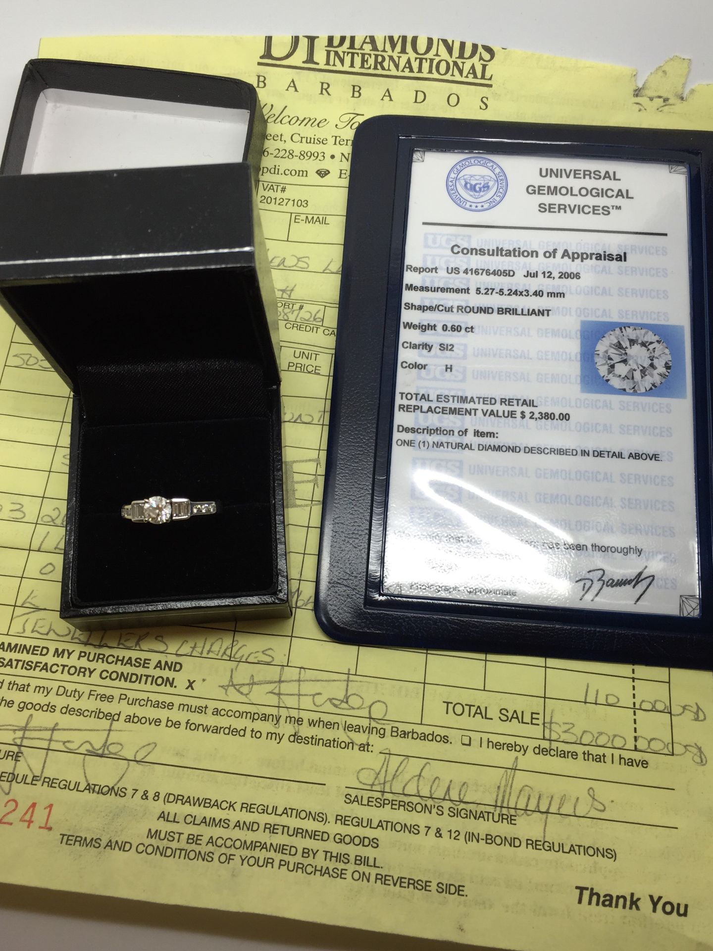 18ct WHITE GOLD DIAMOND RING 1.02ct  COST $3000 IN 2007 IN BAHAMAS - RECEIPT INCLUDED - Image 5 of 5