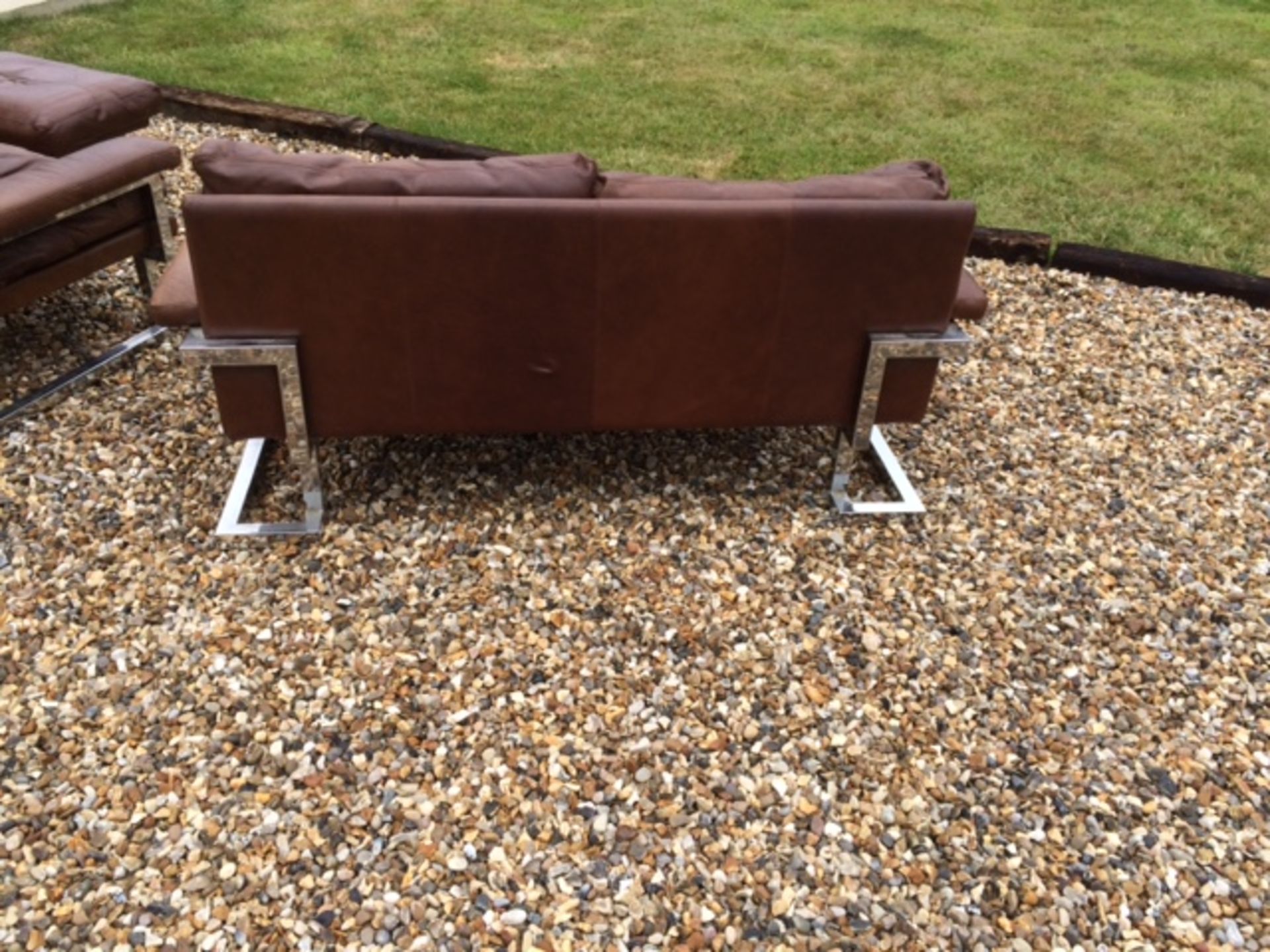 Rare Pieff vintage retro 70s brown leather 3 seater sofa, 2 seater sofa, chair and stool. - Image 5 of 8