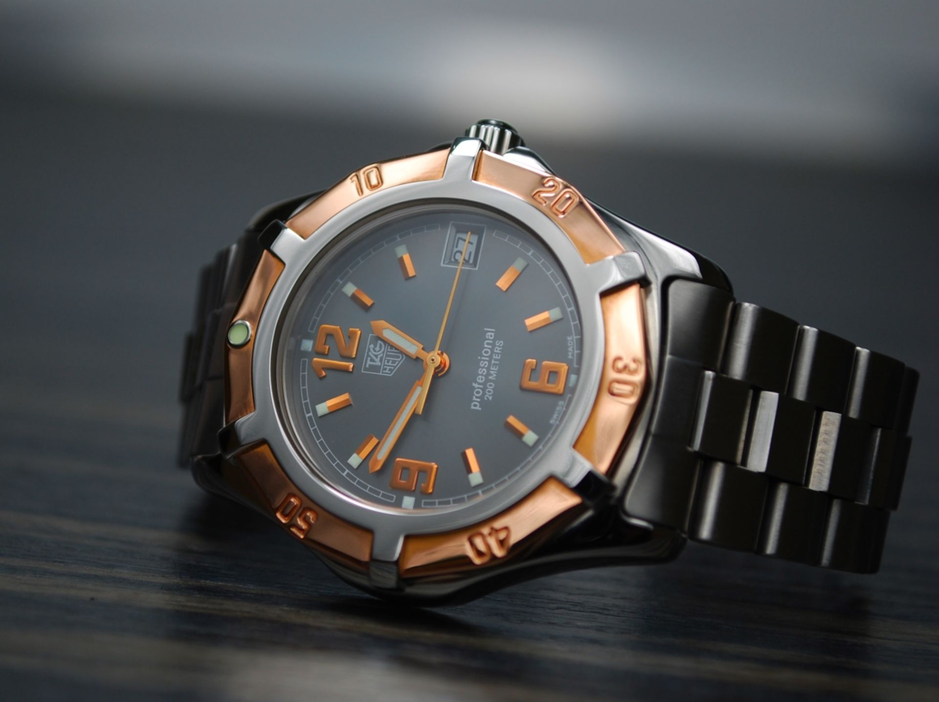 *SOLID ROSE GOLD* & Steel Tag Heuer Professional Watch