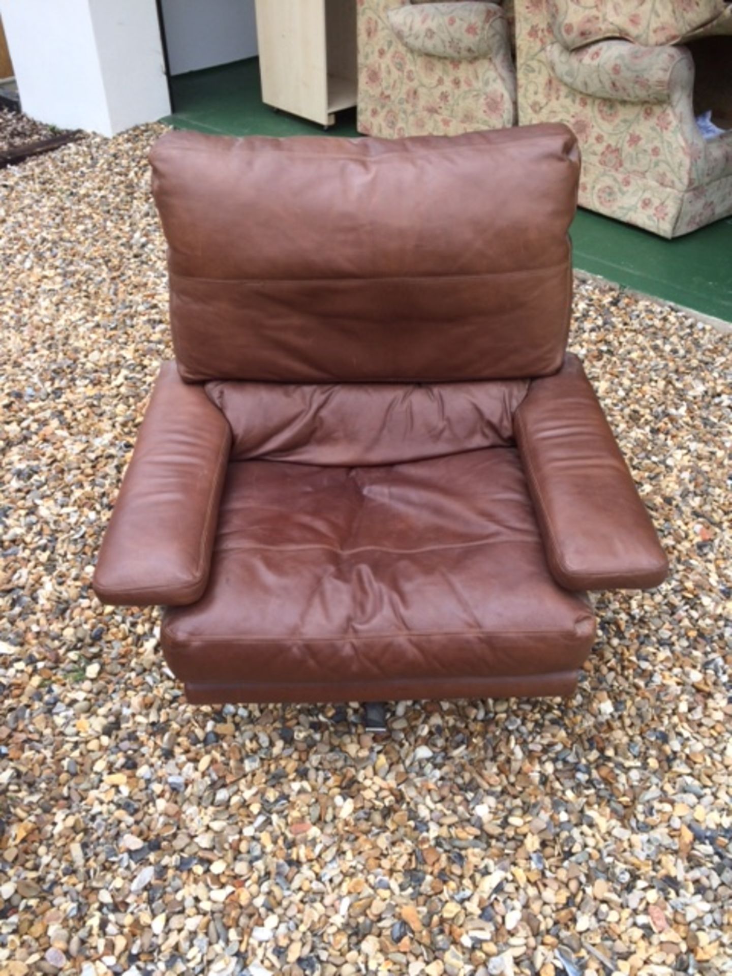 Rare Pieff vintage retro 70s brown leather 3 seater sofa, 2 seater sofa, chair and stool. - Image 3 of 8