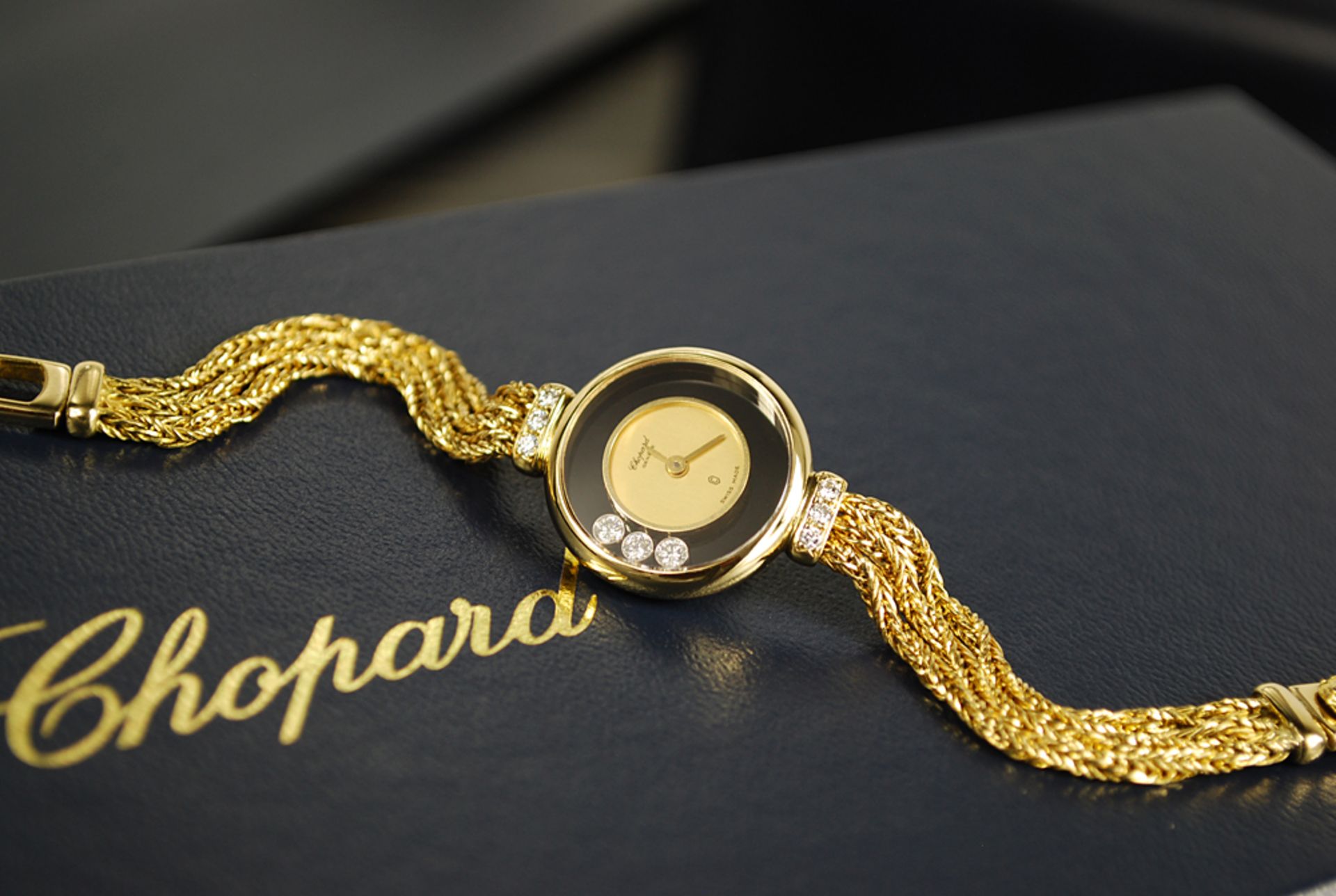 CHOPARD –  'HAPPY DIAMOND' in 18k YELLOW GOLD! with 18k Gold Rope Style Bracelet.