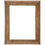 An Italian 17th Century Salvator Rosa frame,
silvered, cavetto sight, ovolo, hollow, cushion moulded