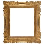 A 17th/18th Louis XIV frame,
carved and gilded, rope, small plain hollow, cushion moulded top edge