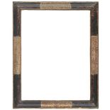 An Italian baroque frame, ca. 1740, 
engraved, black painted, traces of old gilding, plain sight,