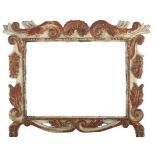 An Italian (Veneto) 17th/18th Century  auricular style frame,
carved and polychromed, cavetto sight,