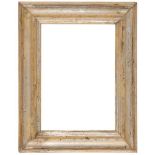 An Italian early 18th Century Salvator Rosa frame,
silvered, cavetto sight, reverse ogee, ovolo,