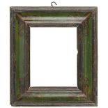 An Italian 17th Century frame, 
green and black painted, cavetto sight, ovolo top edge, reverse