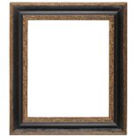 Frame in the Northern Italian style of 17th Century, ca. 1900,
carved and black painted, ogee with