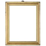 A 19th Century Berliner Leiste frame,
silvered, golden varnish, plain sight, plain frieze, ovolo,