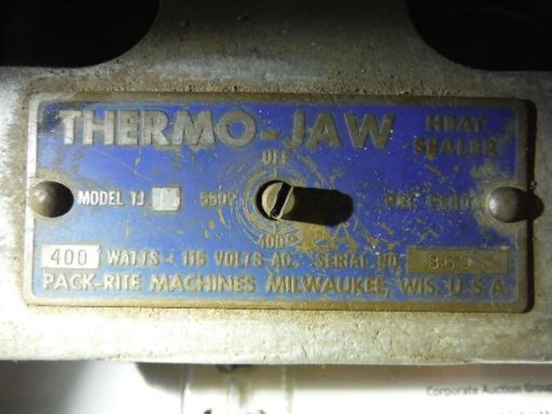 Thermo-Jaw Heat Sealer, Model TJ, SN 3694, foot operated ***___   A Rigging Fee of _ $40 _ will be - Image 4 of 6