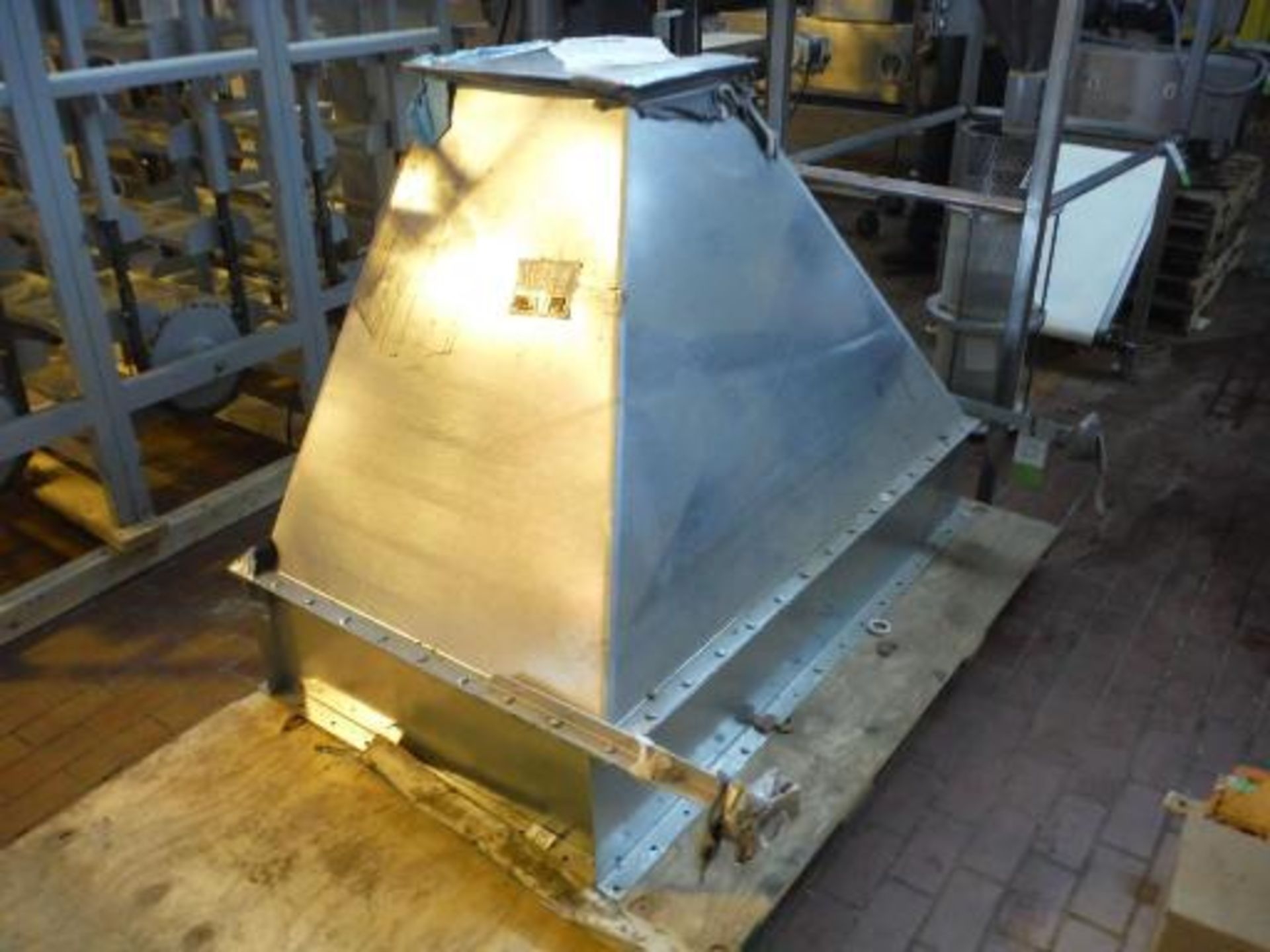 Galvanized hopper, 64 in. long x 36 in. wide infeed x 48 in tall, ***___   A Rigging Fee of _ $75 - Image 2 of 4