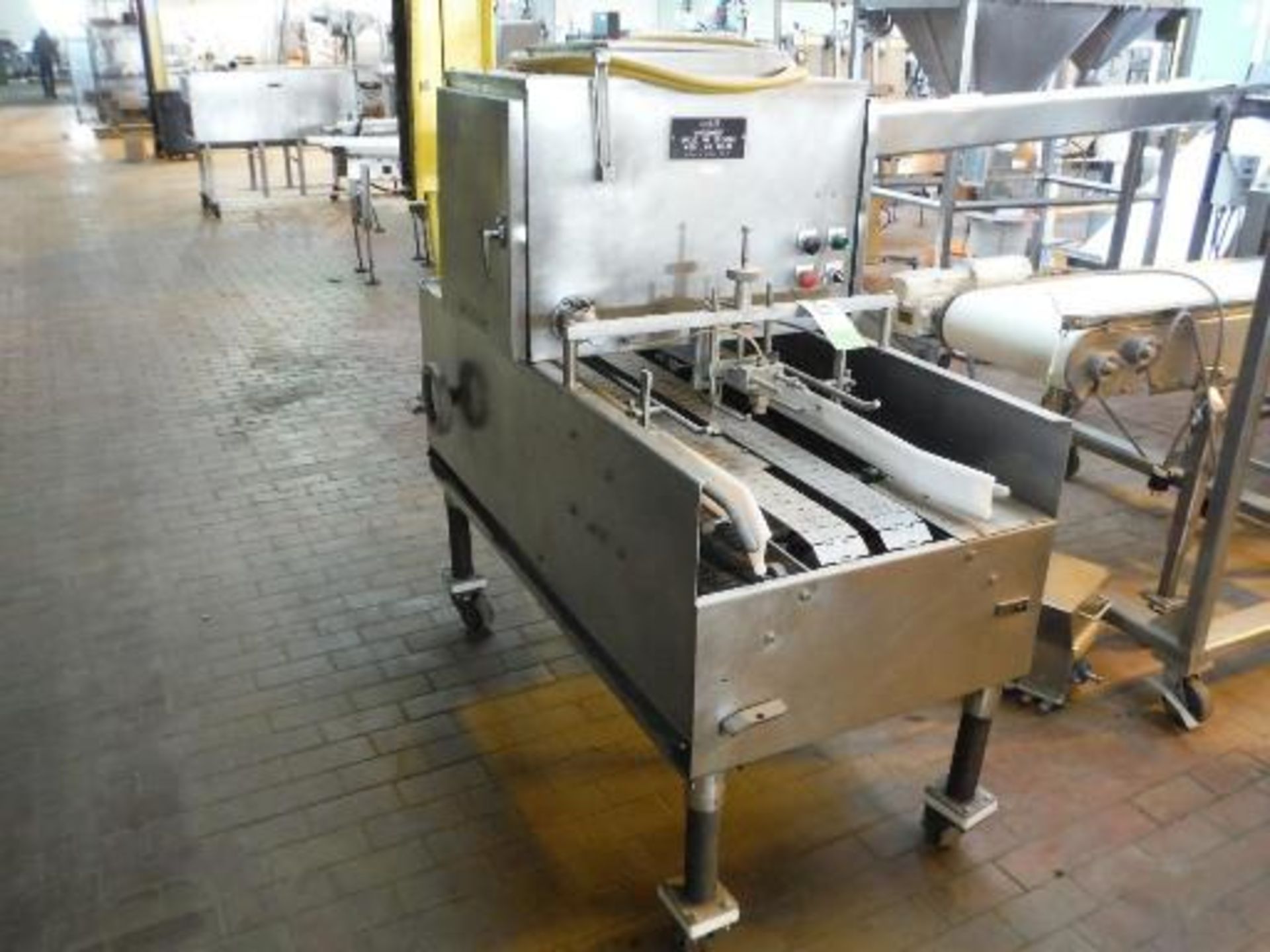 Malet Automatic Bread Pan Greaser, Model 412-77, 60 in. long x 33 in. tall, SS frame, casters ***___