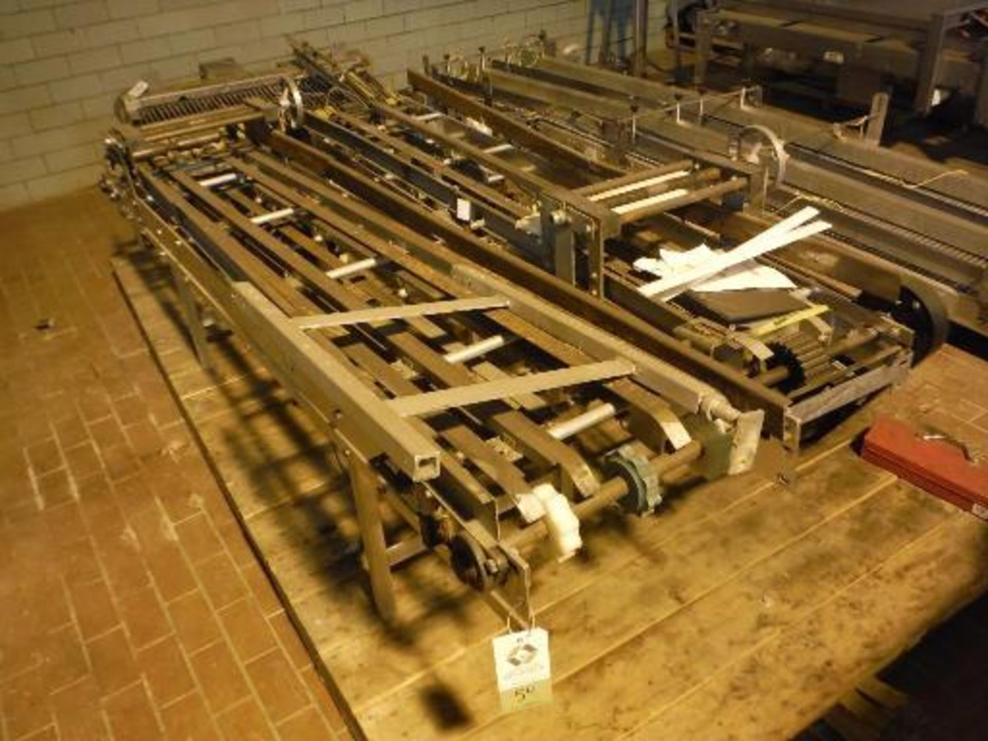 (2) APV aluminum conveyor frames, 112 in. long x 20 in. wide x 22 in. tall, 1/2 hp motor, each ***