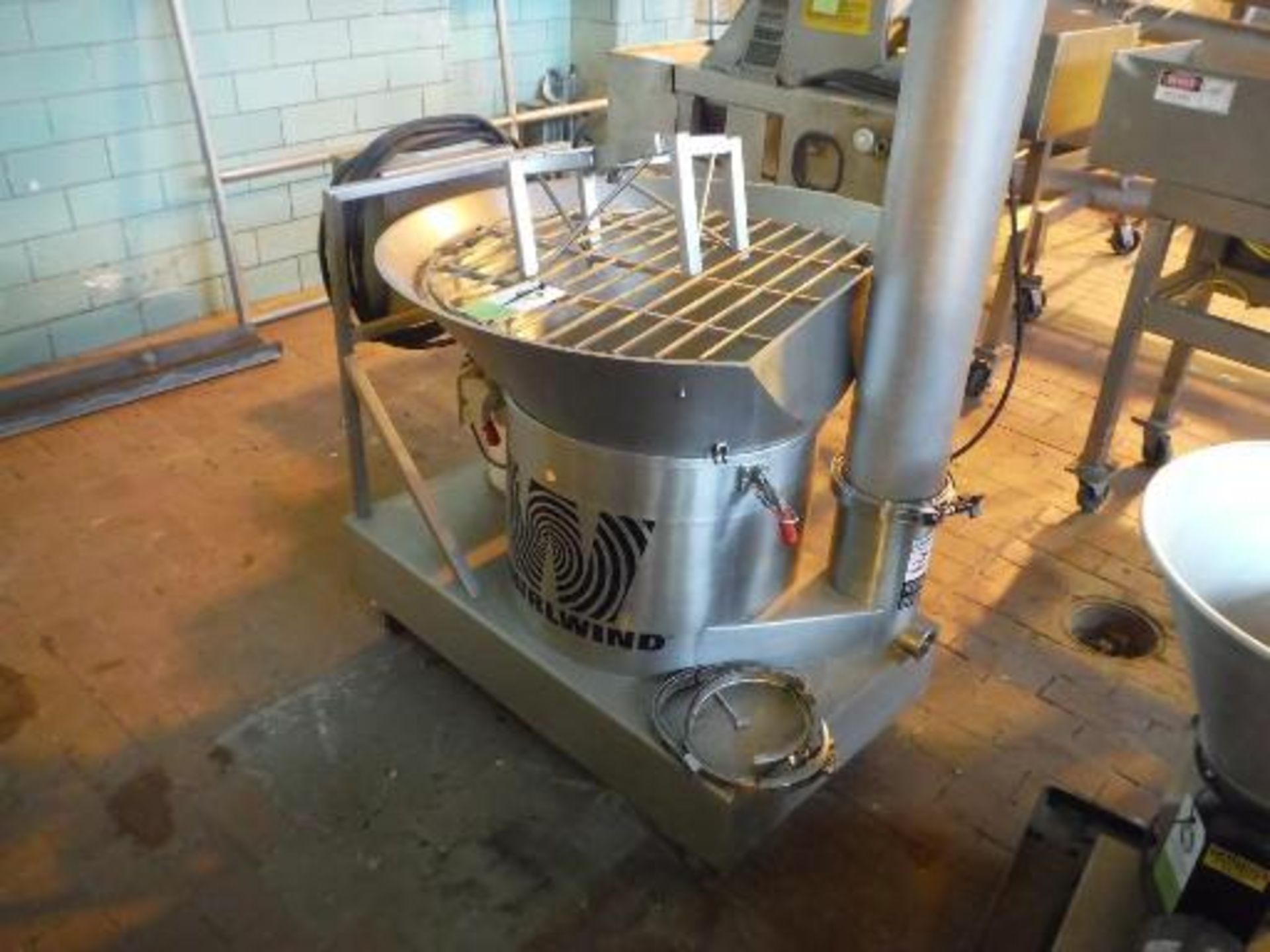Whirlwind sifter, 30 in. dia bowl, 6 in. dia auger, SS machine, 5 hp drive, on casters, with 6.5 in.