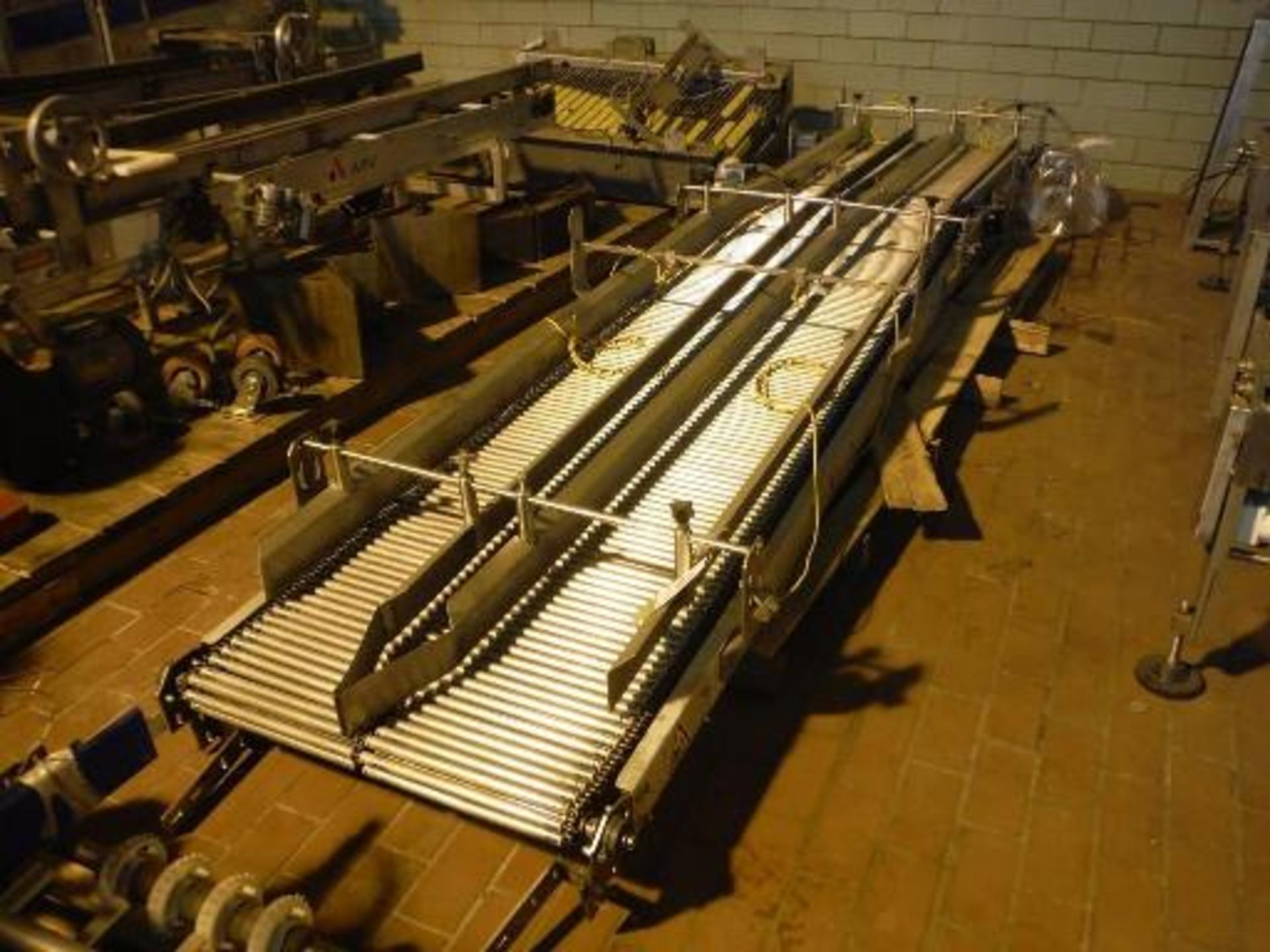 Indexing conveyor, 176 in. long x 28 in. wide, 3 drives, aluminum frame ***___   A Rigging Fee of
