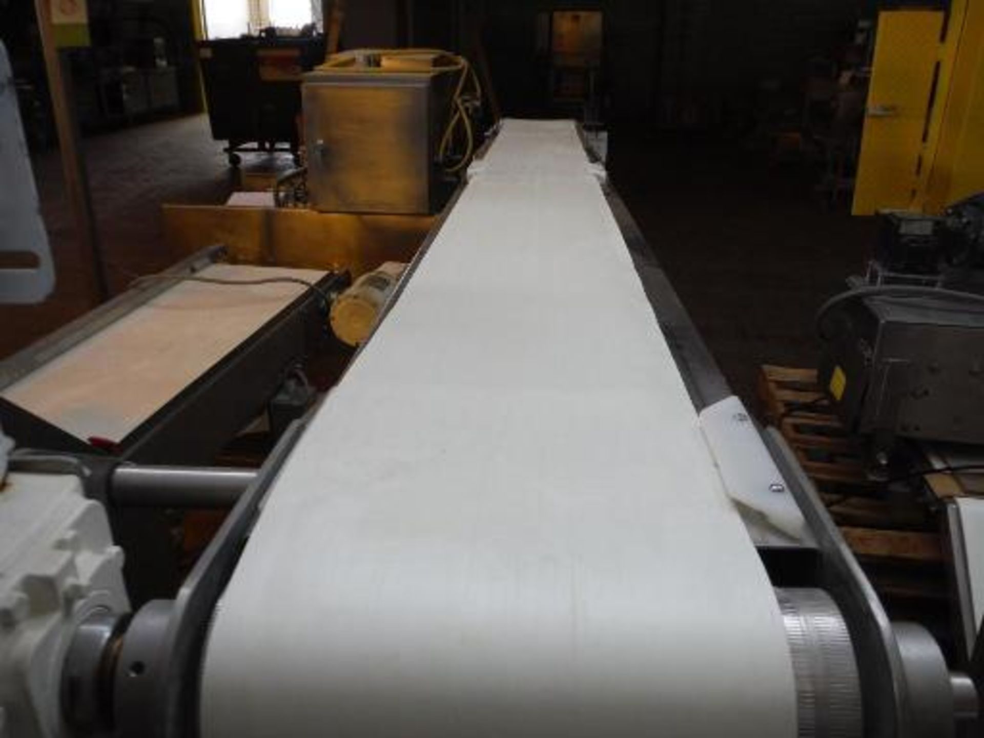 Transfer conveyor, 123 in. long x 10 in. wide x 53. in tall, SS frame, casters ***___   A Rigging - Image 6 of 6