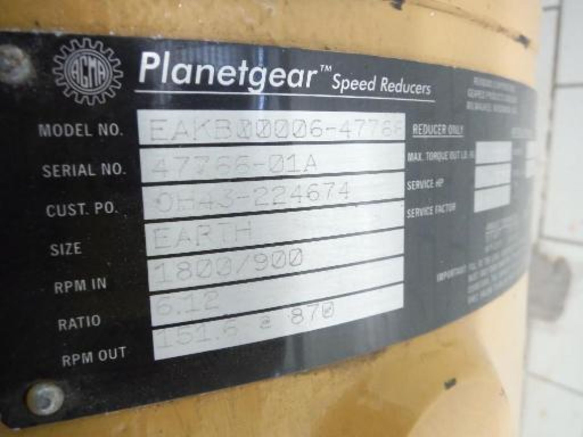 (1) Planetgear speed reducer, Model EAKB00006-47766, (1) Lesson 75/37.5 hp motor ***___   A - Image 4 of 6