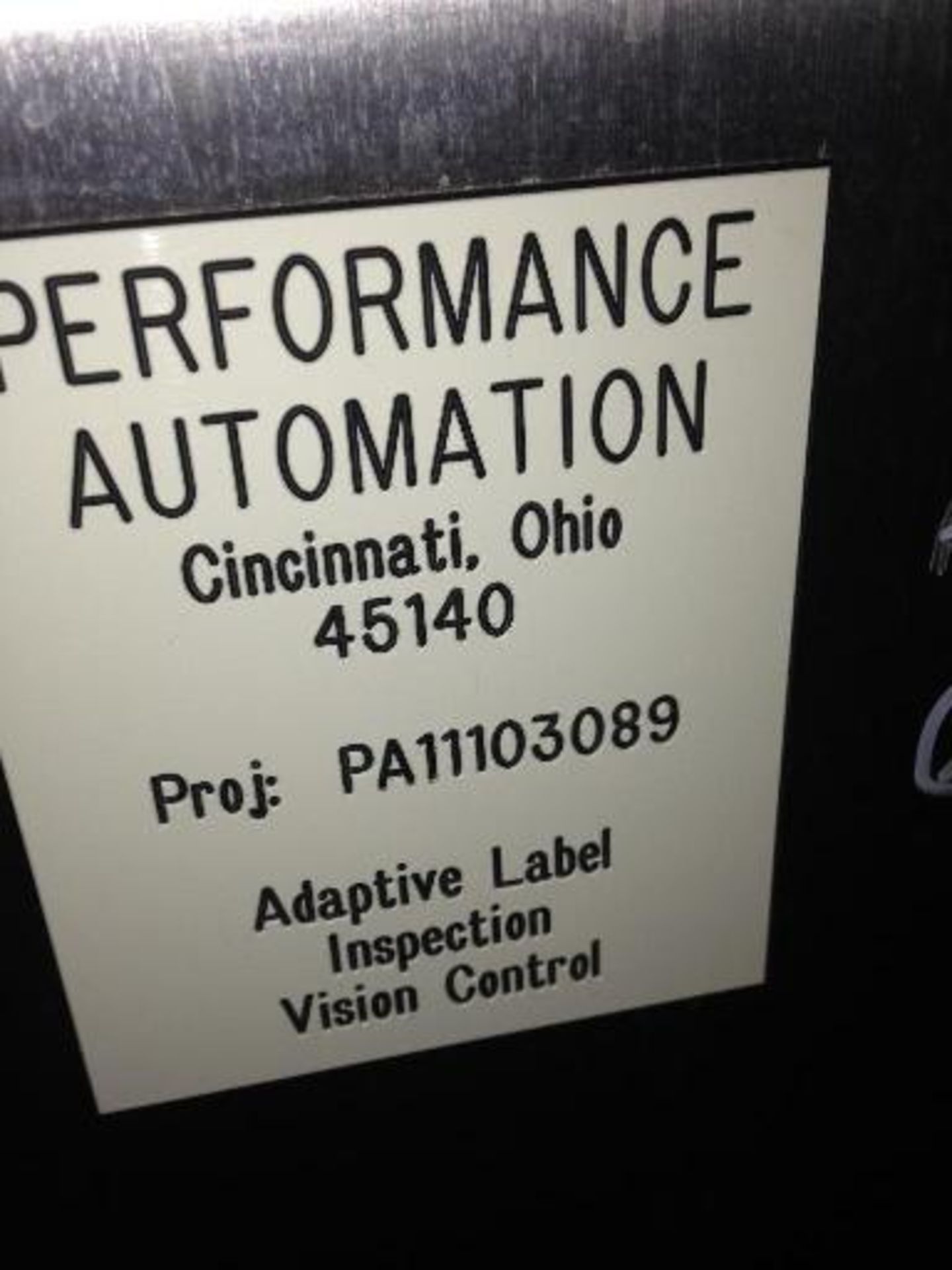 Performance Automation high speed label inspection CAG 640155 (ET-21479 ) Located in Dunkirk, New - Image 3 of 6