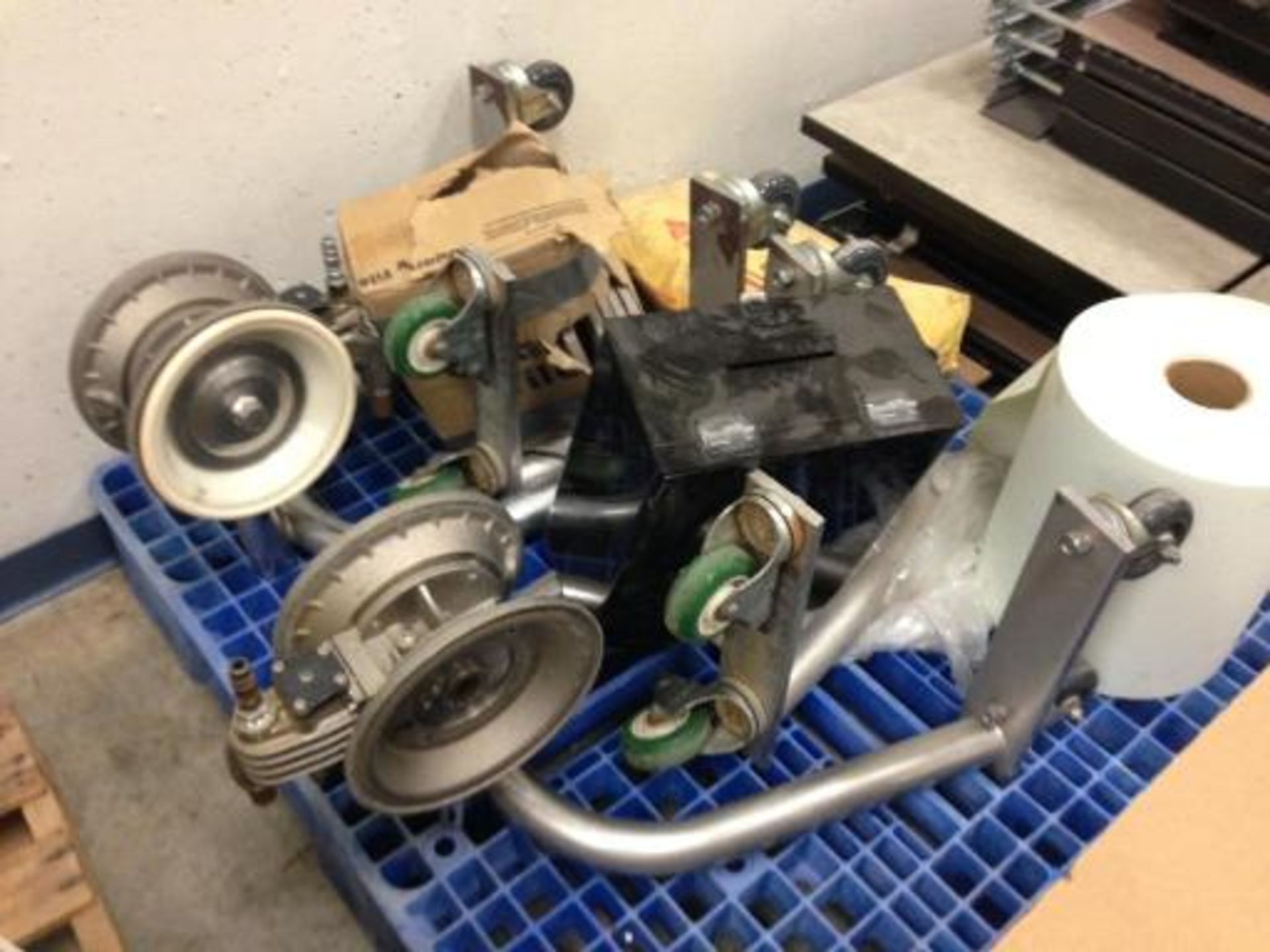 (8) pallets and a cart conveyer parts, heater parts, diaphragm pump parts (LOT) This item located in - Image 6 of 15