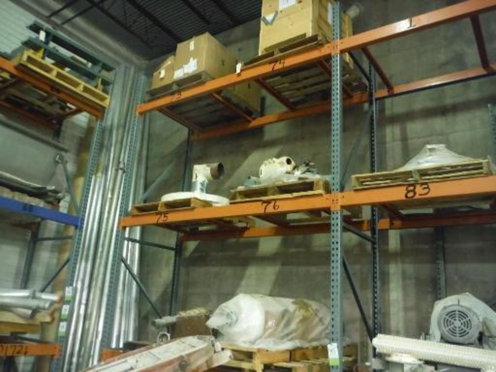 Contents of Rack Top to Bottom (pallet slot 73-80), (2) Cyclones, miscellaneous pipe, and
